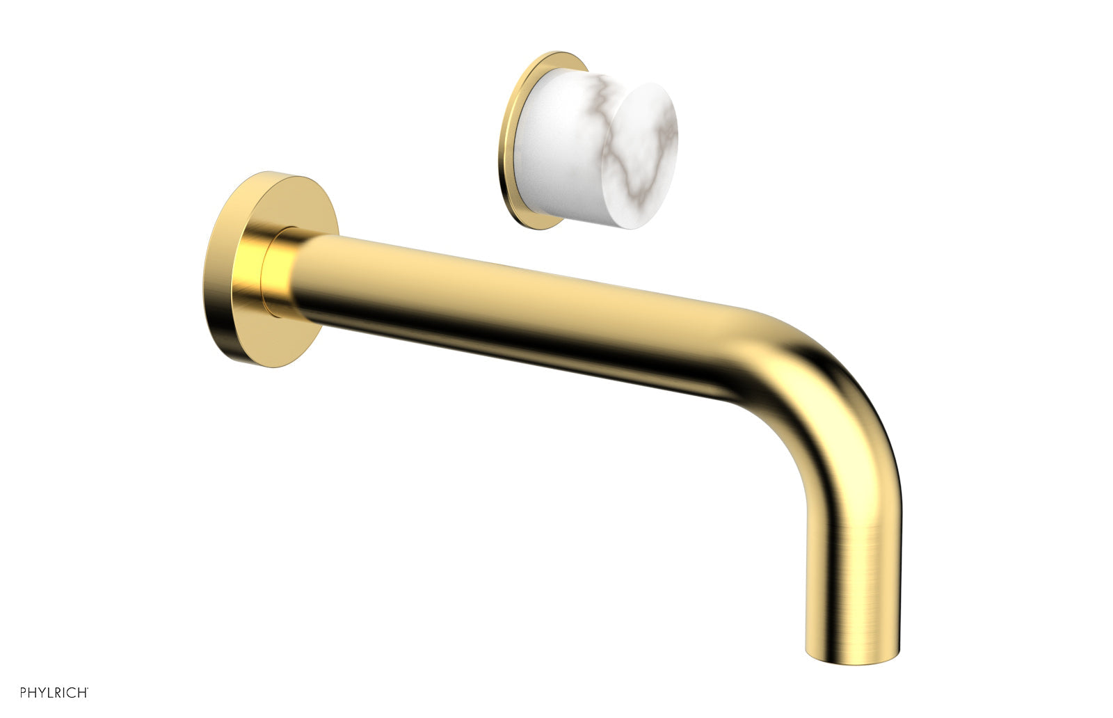 Basic II Single Handle Wall Lavatory Faucet Set with White Marble Handle - 230 17 - Perfect for Bathroom Sink, Powder Room, and Guest Bath Installations