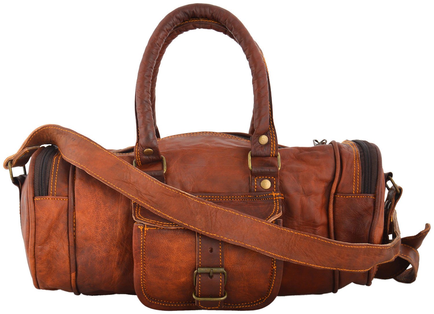 Vintage Leather Messenger Bag - Genuine Brown Goat Hide Briefcase for Travel & Business | Handmade Luggage for Men & Women | Perfect for Office, Commute & Weekend Getaways