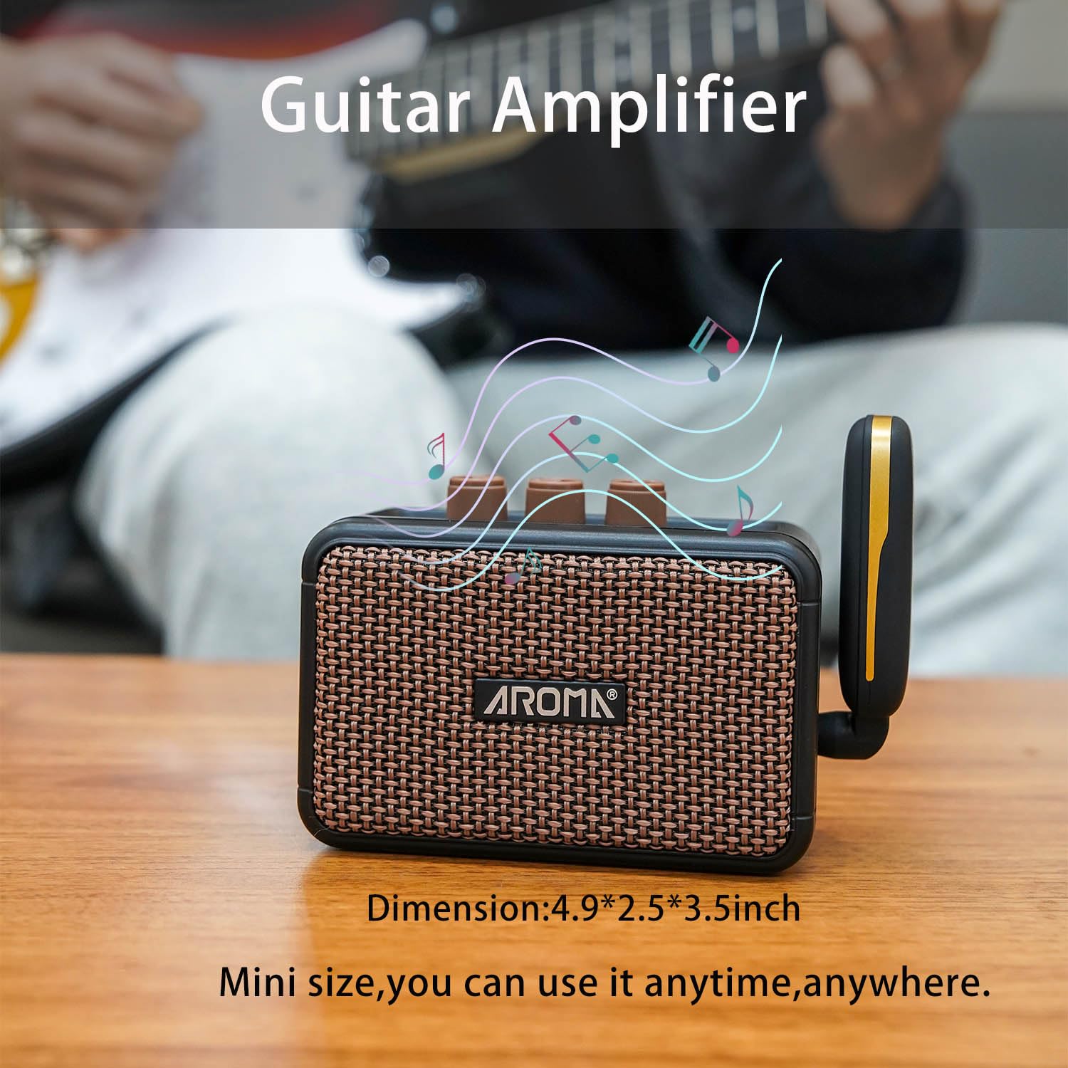 5W Portable Rechargeable Electric Guitar Amplifier - Battery Powered Practice Combo Amp with Headphone/AUX Jack - Perfect for Home Practice, Travel & Small Performances