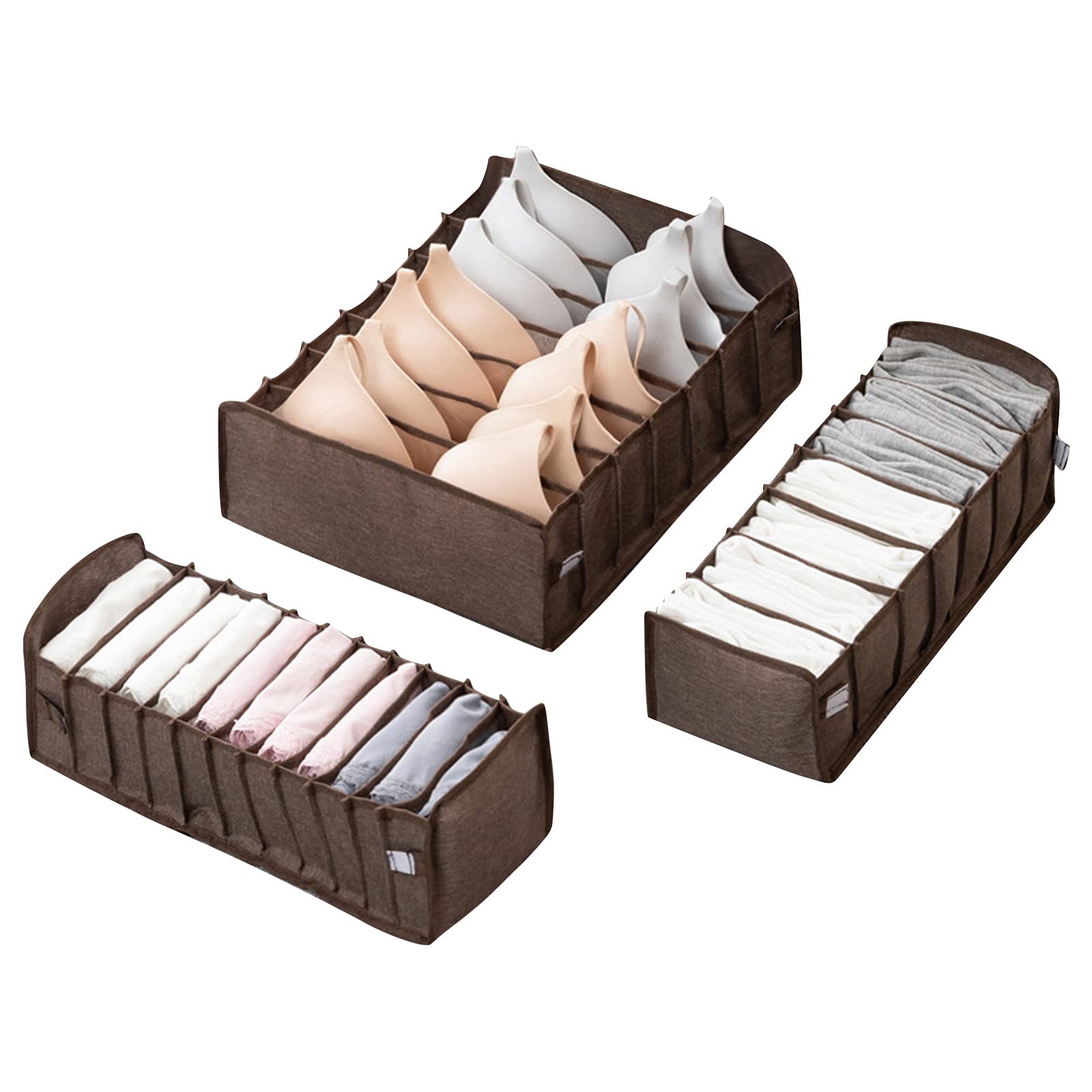 3-Piece Collapsible Drawer Organizer Set for Socks & Underwear - Foldable Storage Box for Closet, Cabinet & Moving - Space Saving Clothes Organizer for Home & Travel