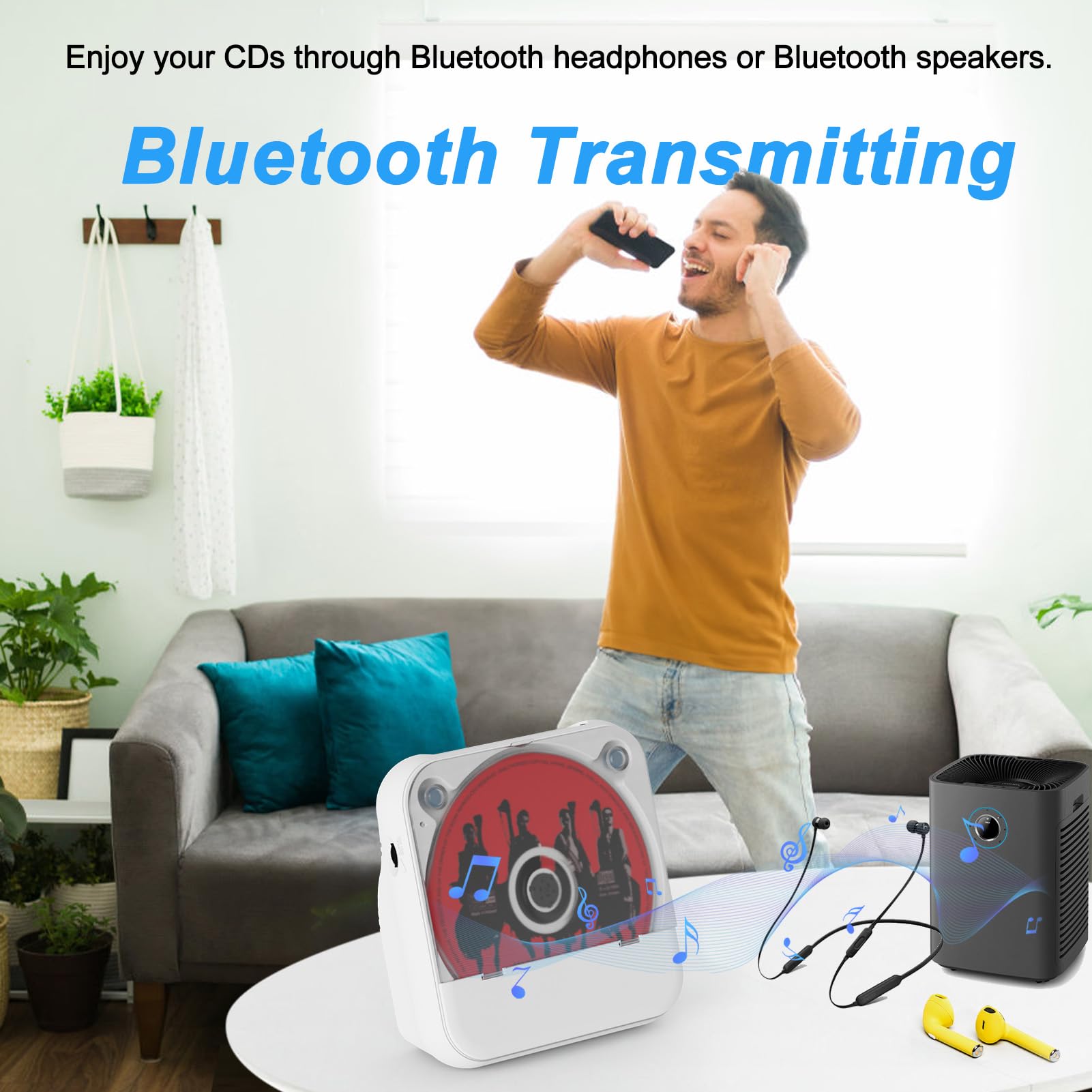 Lehwey Portable CD Player with Bluetooth 5.1 & Speakers - Rechargeable Mini Desktop Music Player, FM Radio, Anti-Skip Protection, Remote, Aux - Perfect for Home, Office, and Kpop Enthusiasts
