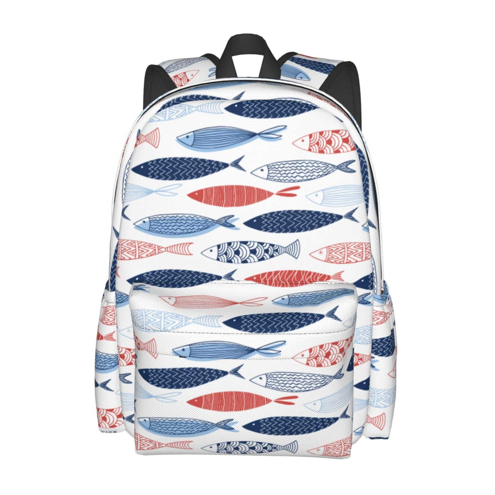**Lightweight Ocean Fish Backpack - Waterproof School Bag for Kids, Teens & Adults - 16 Inch Laptop Daypack for Travel, Hiking & Daily Use**