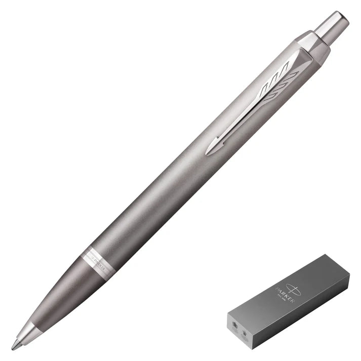Premium Parker IM Ballpoint Pen - Grey Chrome Trim for Smooth Writing | Ideal for Office, School & Gifting