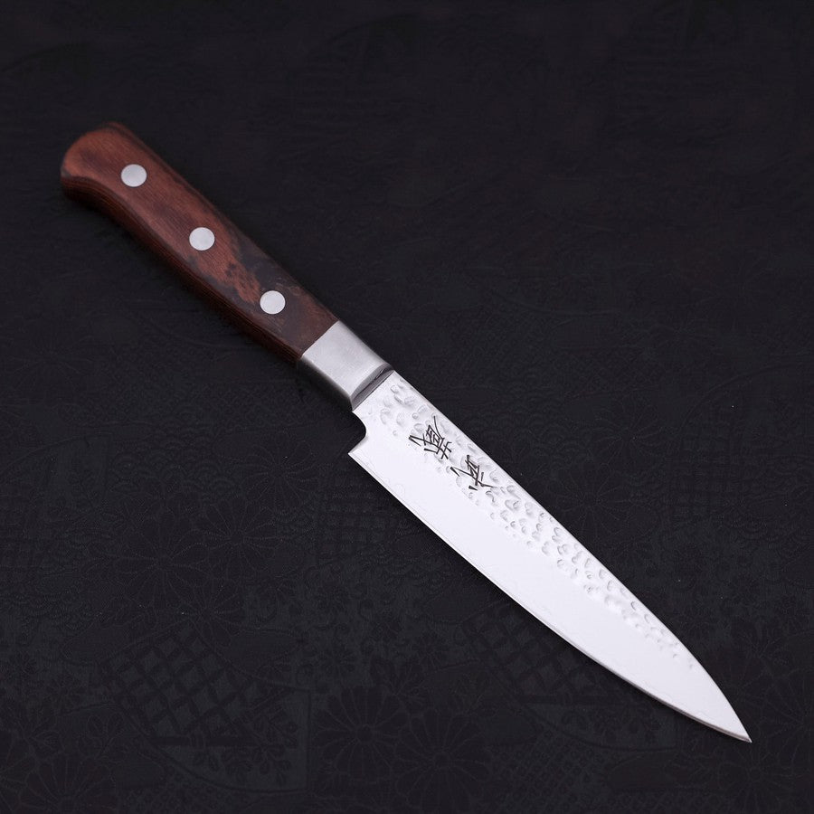 VG-10 Mirror Tsuchime Damascus Chef Knife 135mm - Mahogany Handle Japanese Kitchen Knife for Slicing, Dicing & Precision Cutting