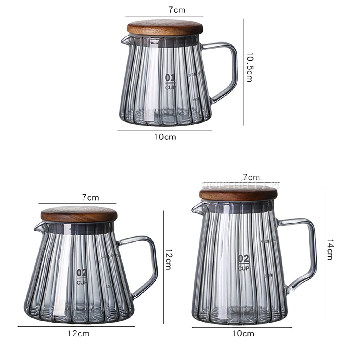Elegant Wave-Shaped Glass Creamer Pitcher for Coffee & Milk - 20 oz Clear Coffee Pot with Wooden Lid & Handle - Perfect for Serving Tea, Coffee, and Milk at Home, Cafes, and Restaurants