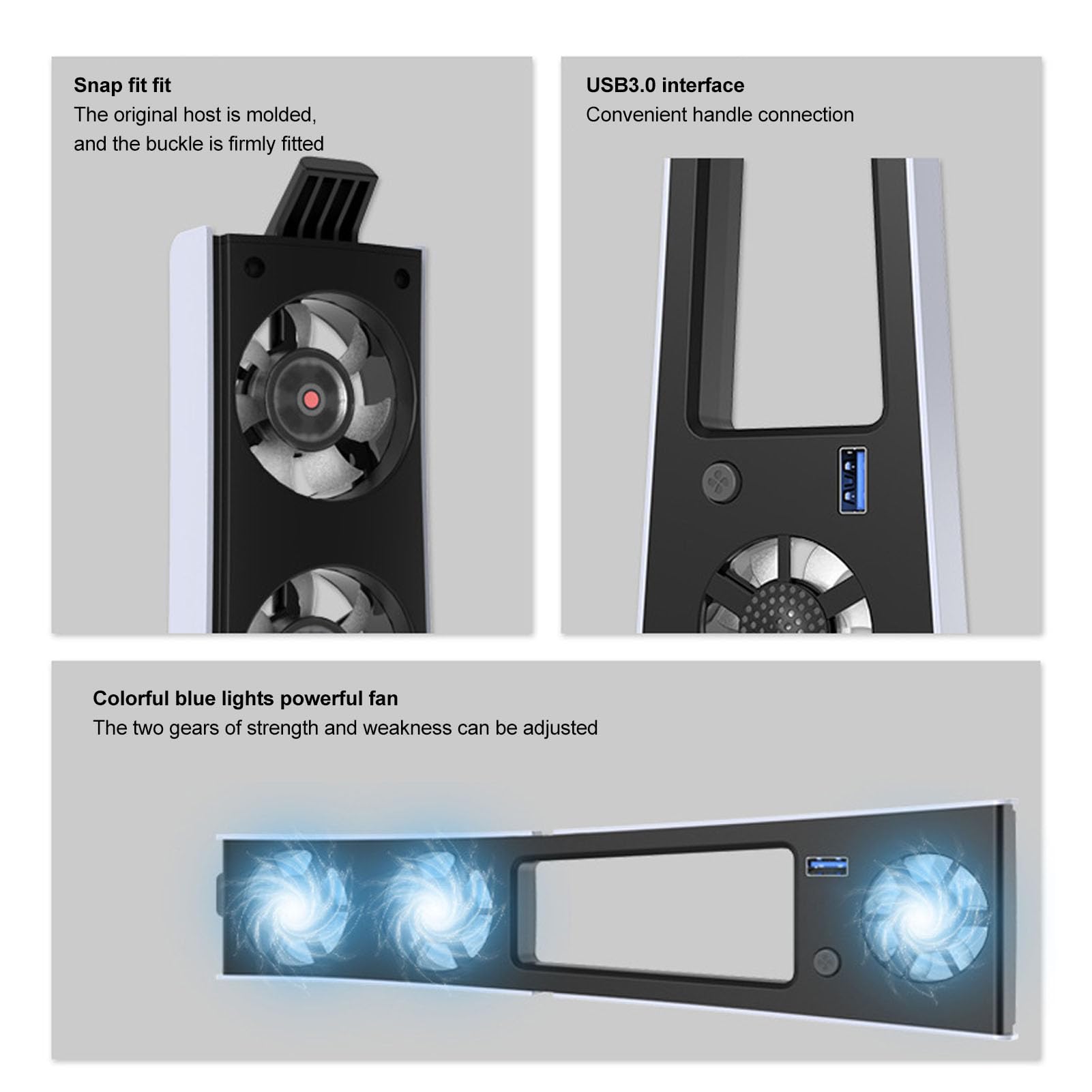 PS5 Slim Cooling Fan - Super Quiet Cooling Station with LED Lights, 2 Adjustable Speed Settings - Perfect for Gaming Sessions & Preventing Overheating