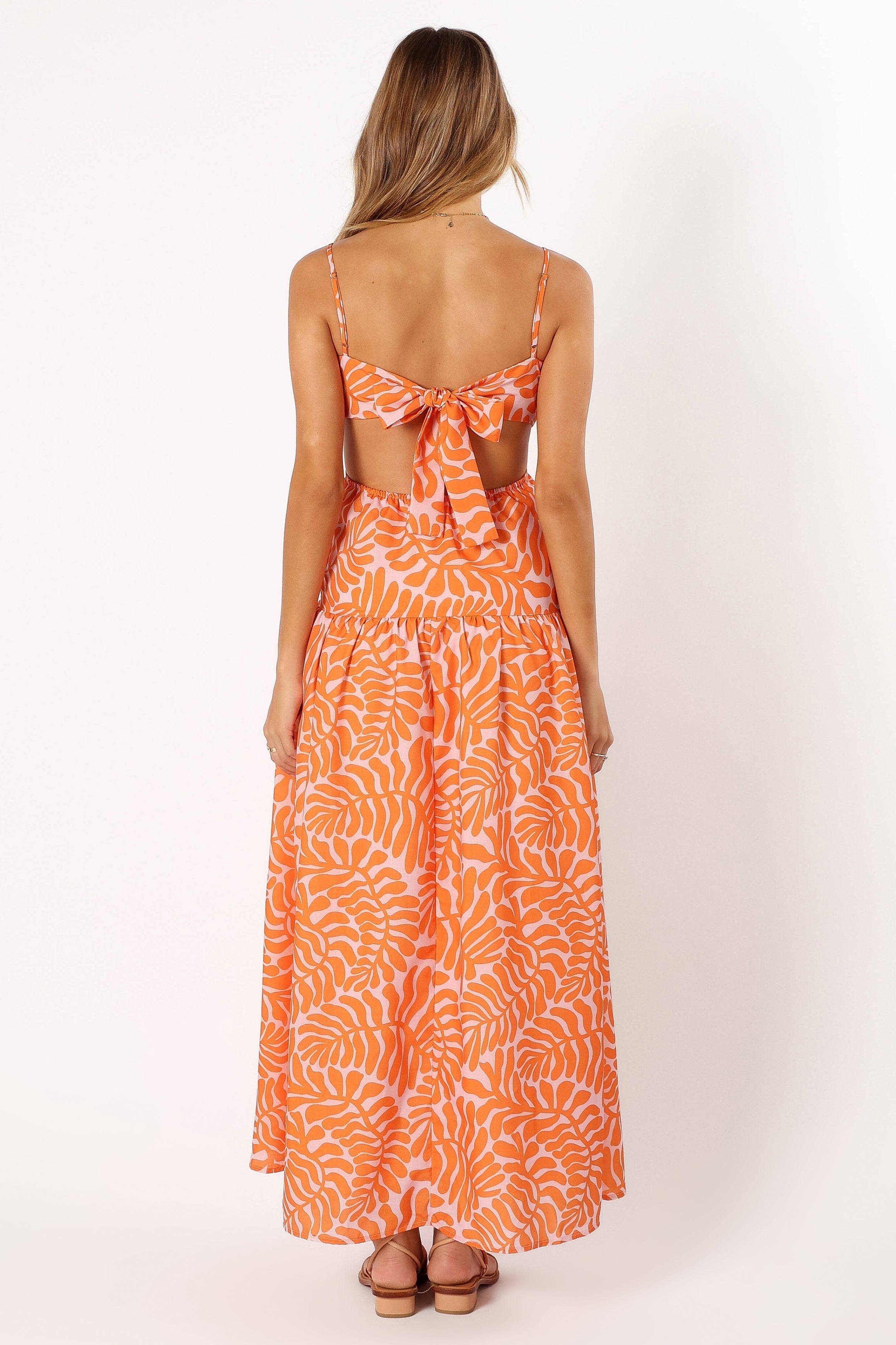 Dalton Cut Out Maxi Dress - Floral Orange Print Summer Beach Dress for Women | Boho Chic Vacation Outfit, Pool Party, Date Night