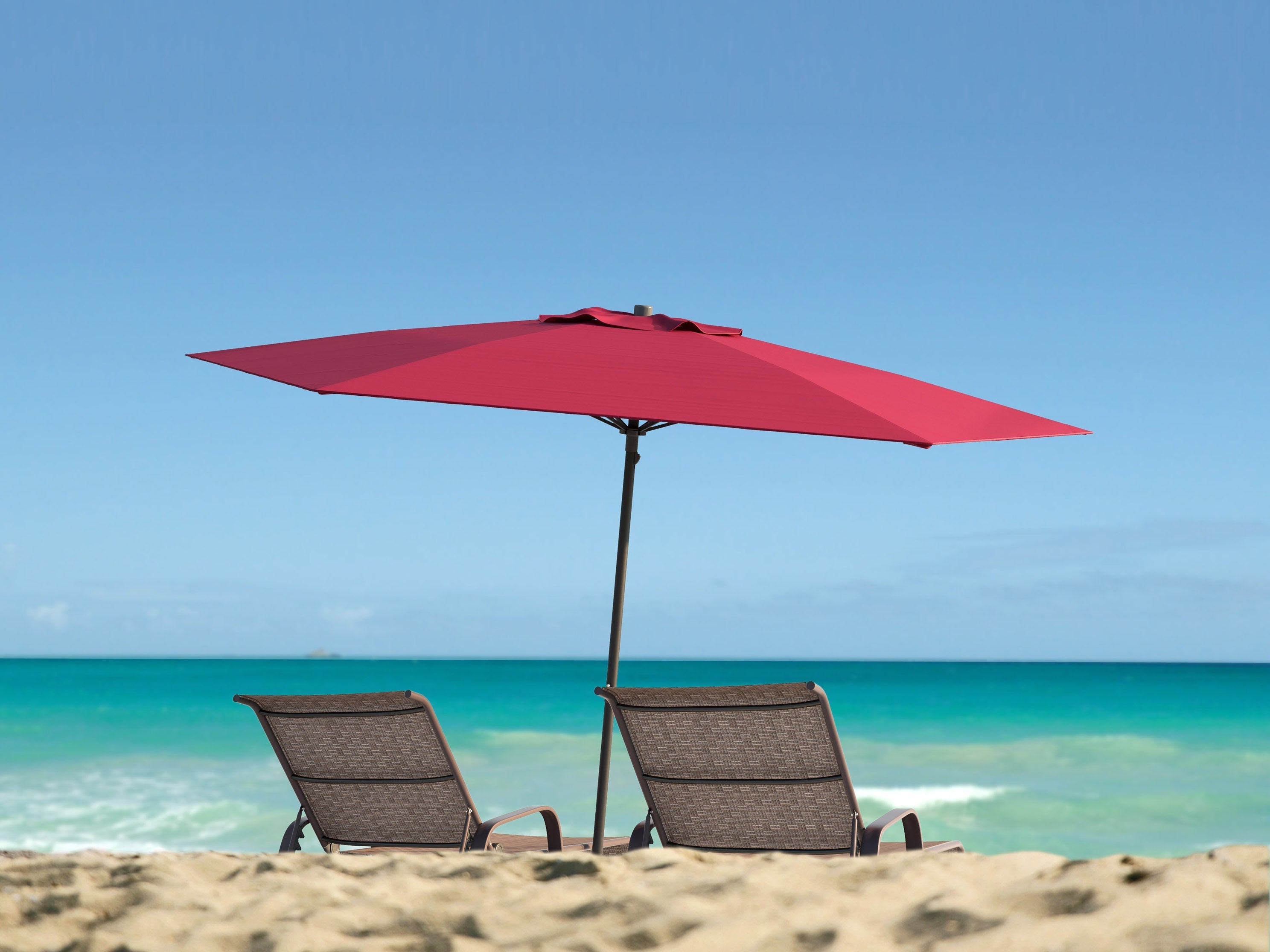 7.5ft Wine Red Beach Umbrella - UV Protection, Windproof, Adjustable Tilt - Perfect for Poolside, Backyard, Picnics & Outdoor Relaxation