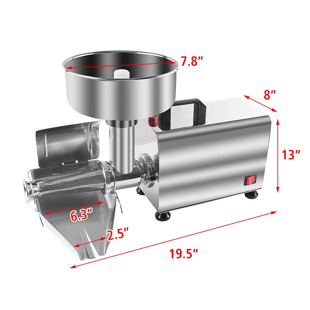 ZXMOTO 110V Commercial Electric Tomato Strainer Machine - Stainless Steel Food Mill, Sauce Maker & Fruit Press Squeezer for Restaurants, Kitchens, Juice Bars | Perfect for Tomato Sauce, Jam Making, Purees & Fresh Juices