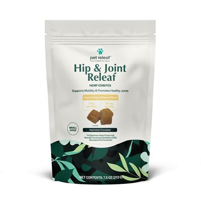Pet Releaf Hip and Joint Releaf PB Banana Small Chewables for Dogs - Natural Joint Support Supplement for Small Breeds - Perfect for Senior Dogs & Active Pets