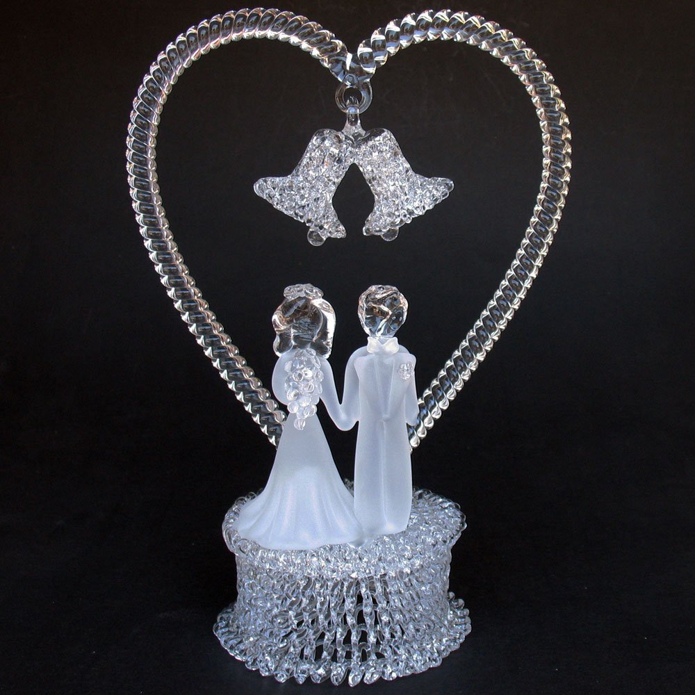 Elegant Hand-Blown Glass Bride and Groom Wedding Cake Topper - Perfect for Weddings, Anniversaries & Romantic Celebrations