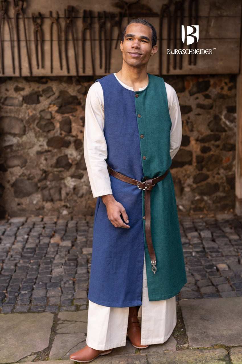 Left Side Tabard Auderic Green - Medieval Renaissance Costume Accessory for LARP, Cosplay & Historical Reenactment