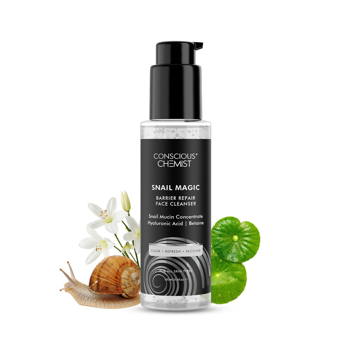 Conscious Chemist Snail Mucin Face Wash 100ml - Low pH Korean Snail Mucin Cleanser with Hyaluronic Acid & Betaine for All Skin Types | Gentle Daily Facial Cleansing for Women & Men | Perfect for Hydrating Dry Skin & Reducing Acne