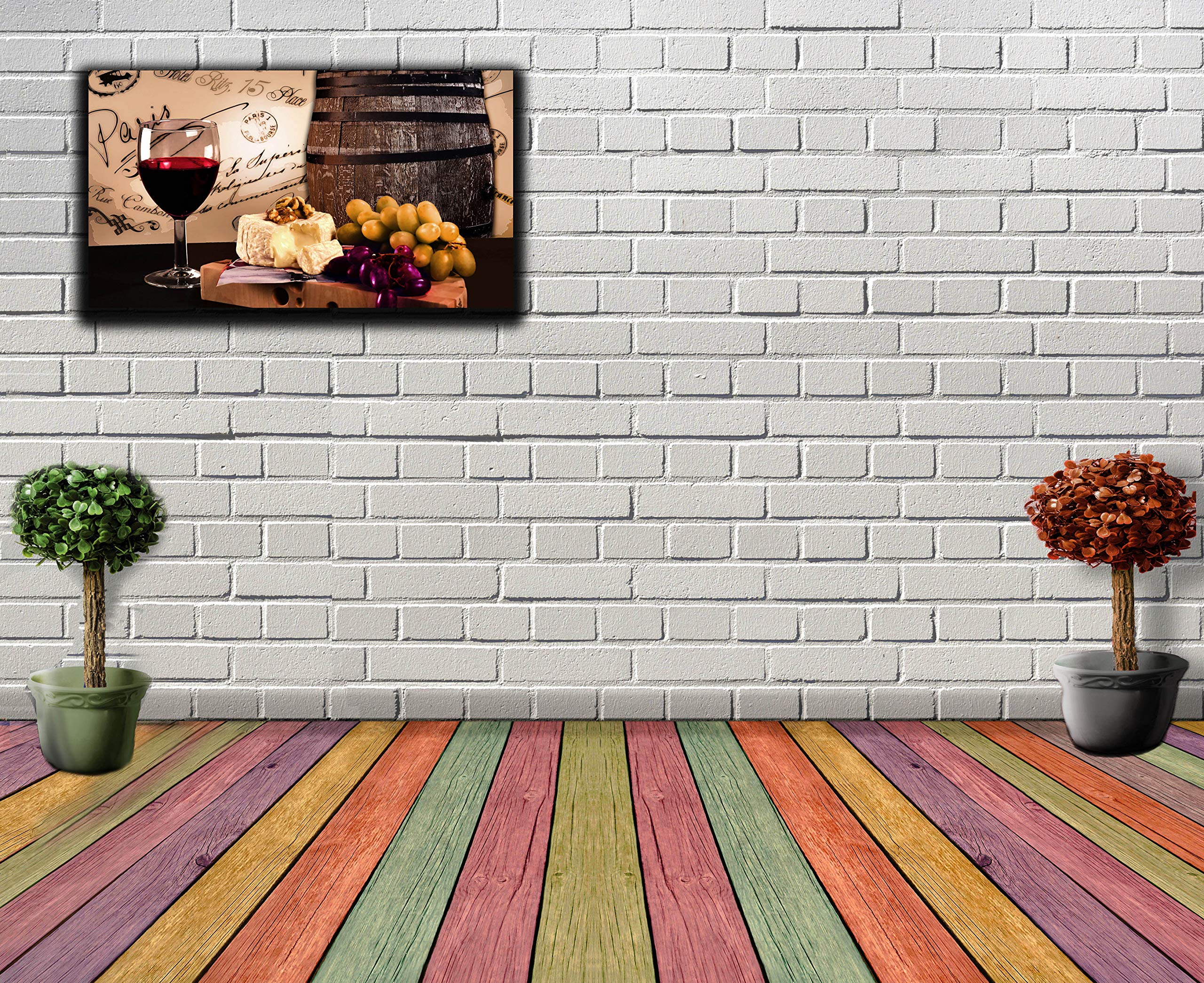Wine Canvas Wall Art - Kitchen & Dining Room Decor - 17x30 in for Home Decor