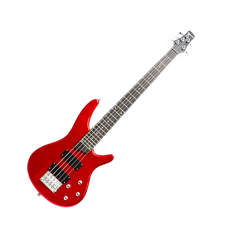 Rhythm MI SPB500 RD 5-String Electric Bass Guitar in Red - Perfect for Live Performances, Studio Recording & Rock Music