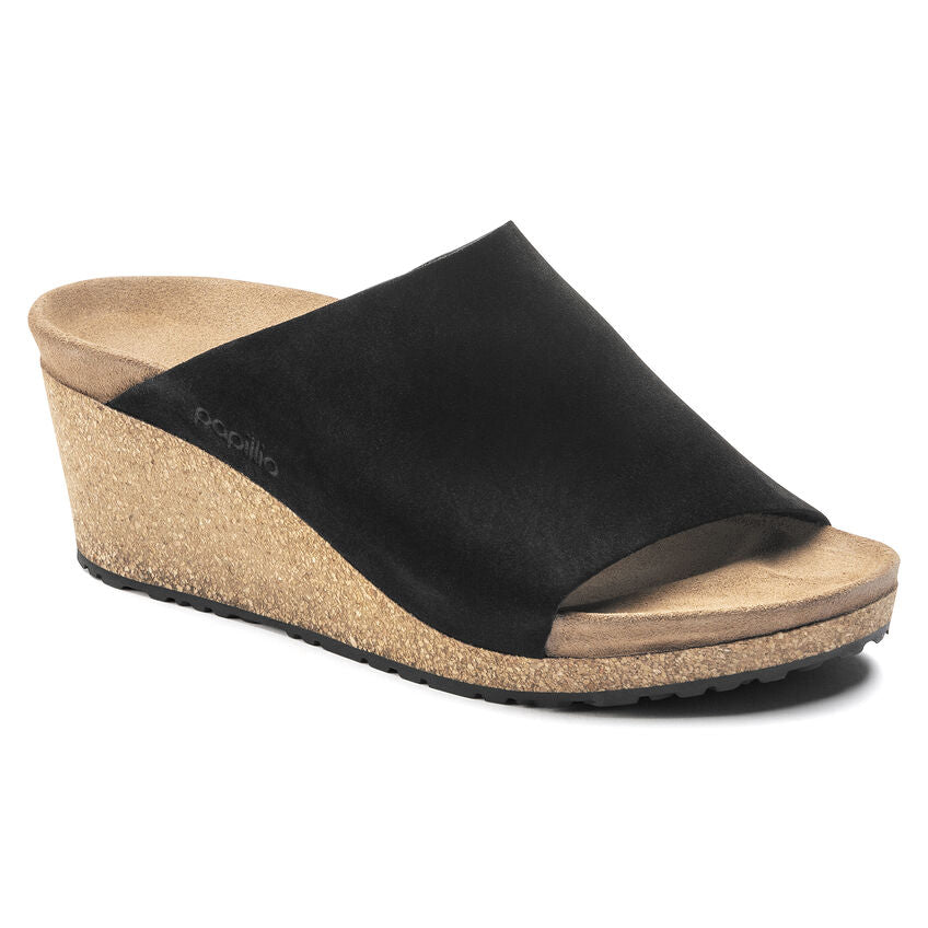 Birkenstock Papillio Namica Suede Leather Sandals for Women - Comfortable Black Slide Sandals for Casual Wear, Walking & Summer Outfits