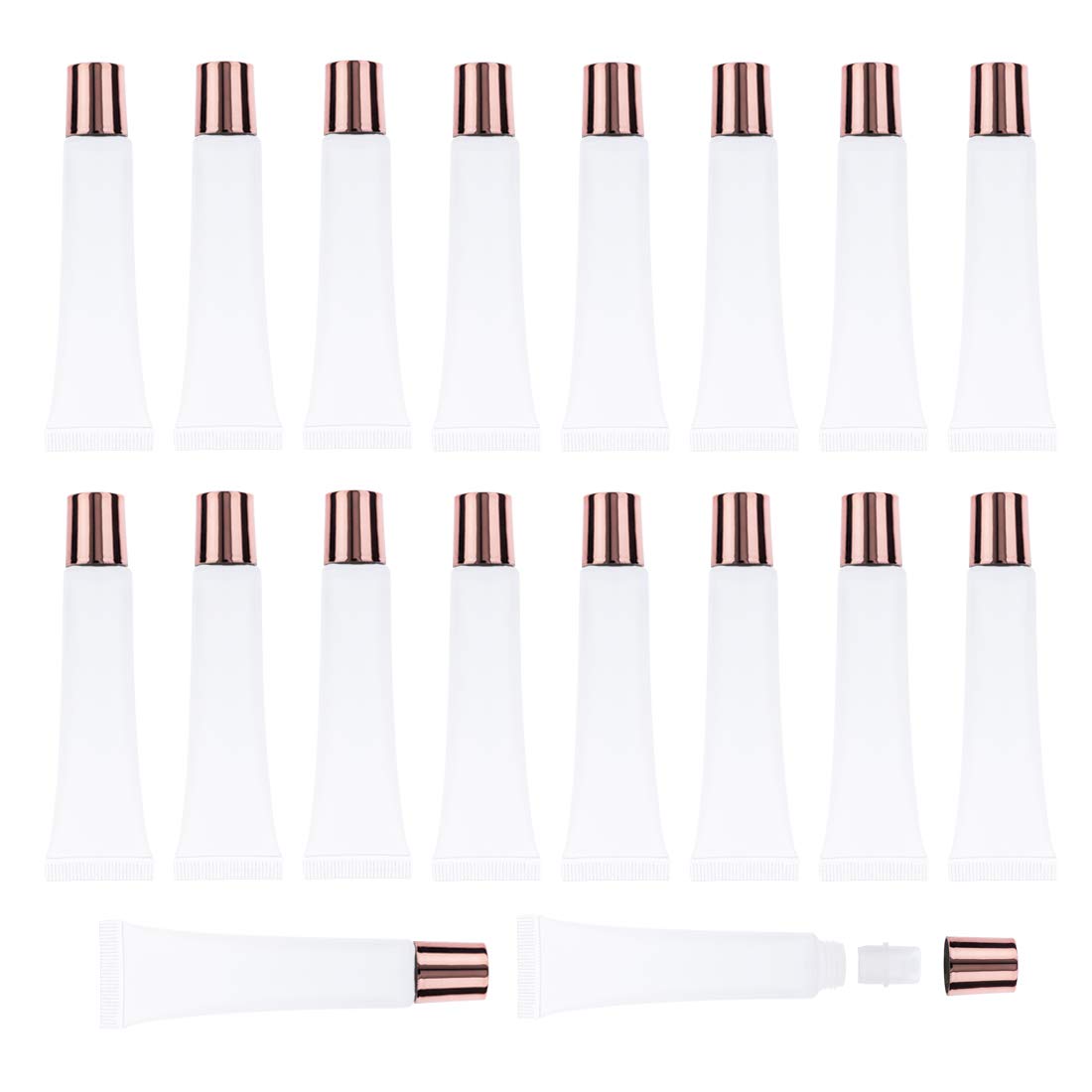 50Pcs 15ml Refillable Lip Gloss Tubes - Rose Gold Empty Cosmetic Containers for DIY Lip Gloss, Lip Balm & Makeup | Perfect for Home Beauty Products, Travel Size Cosmetics & Gift Packaging