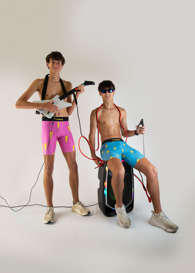 Men's Running Half Tights with Pink Bolts Design - 8