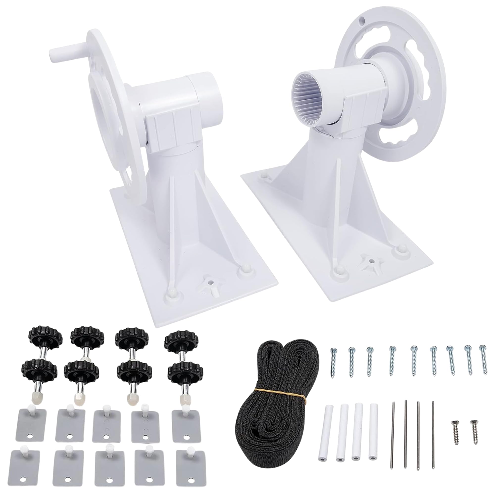 SunSolar Solar Cover Reel Kit for In-Ground Pools - Heavy Duty Plastic Wheel Cranks for Easy Pool Cover Rolling - Includes Straps & Clamps - Fits 3-Inch Pole (Pole Not Included) - Perfect for Backyard, Residential & Commercial Pool Maintenance
