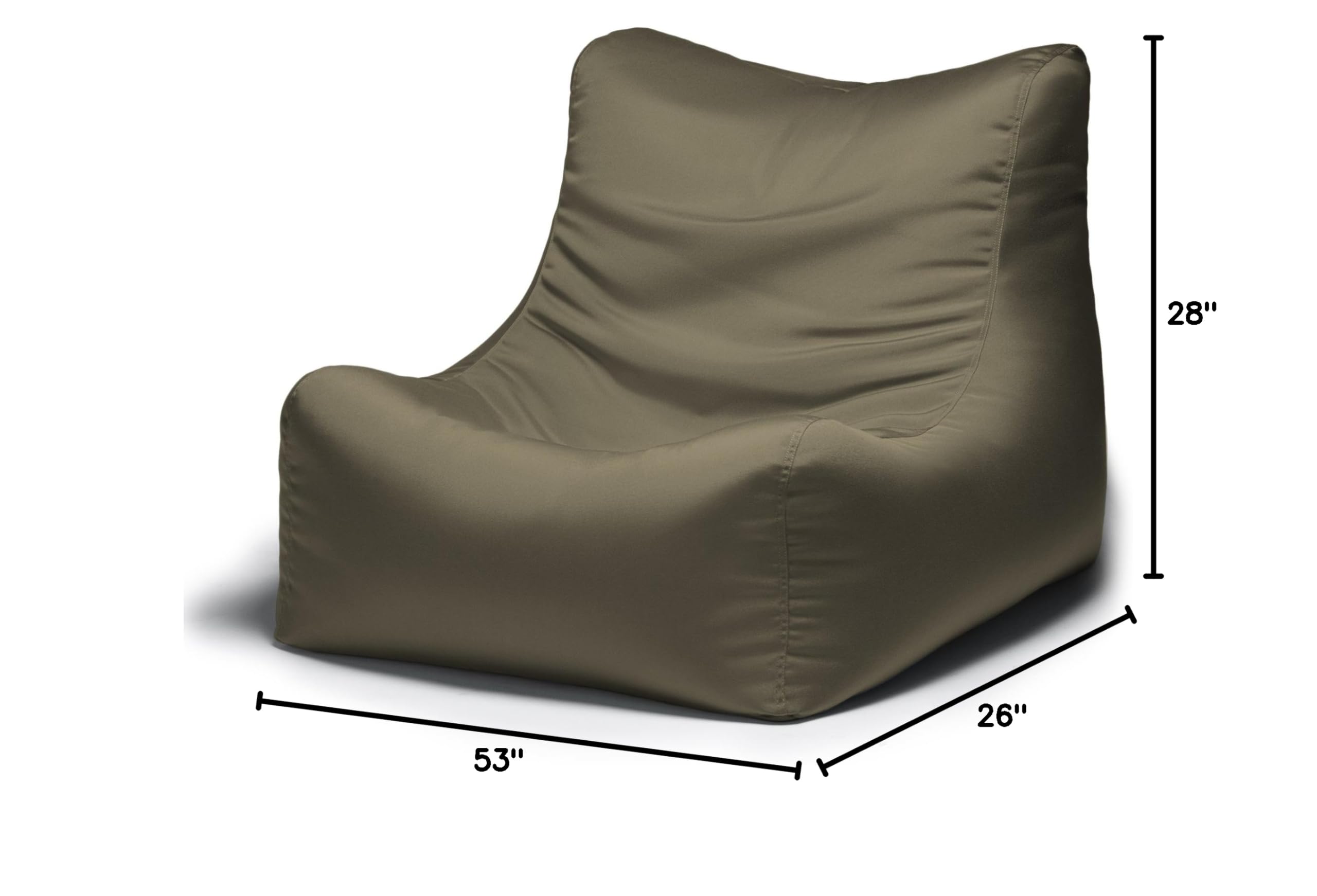 Jaxx Ponce Outdoor Bean Bag Lounge Chair & Ottoman Set - Waterproof, Comfortable Taupe Patio Furniture for Backyard, Poolside, and Beach Relaxation