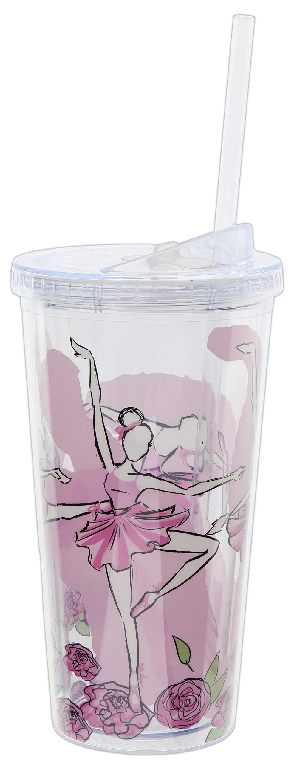 Stainless Steel Ballerina Travel Tumbler with Straw & Lid - 20oz Insulated Water Bottle for Hot & Cold Drinks - Perfect for Gym, Office, Hiking & Outdoor Activities