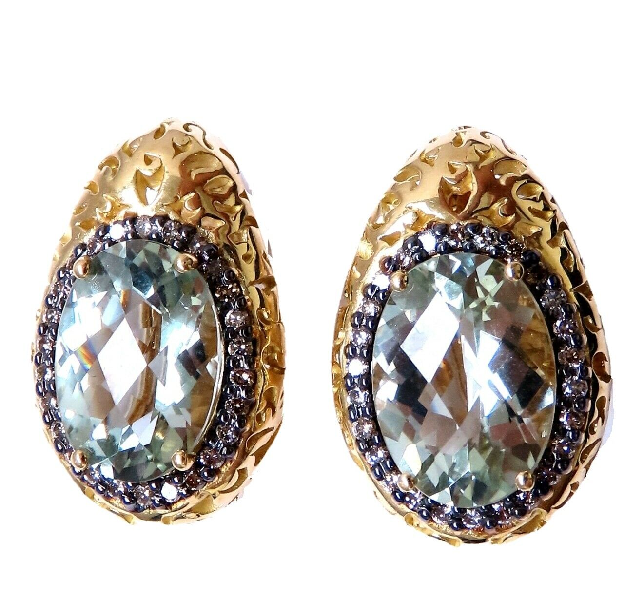 26 Carat Natural Green Amethyst & Fancy Colored Diamond Earrings in 18K Gold - Luxury Statement Jewelry for Weddings & Special Occasions