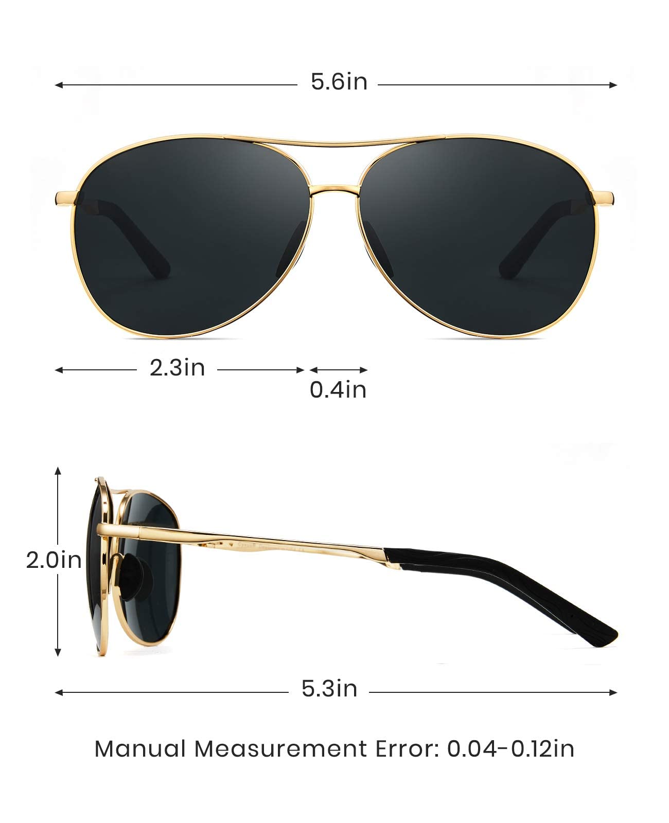 Cyxus 2 Pack Polarized Aviator Sunglasses for Men - Classic Mirrored Lens UV400 Protection - Perfect for Driving, Fishing & Outdoor Activities