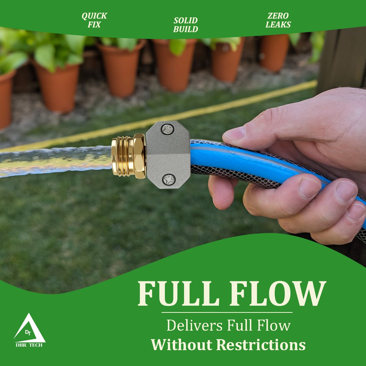Heavy Duty Garden Hose Repair Kit - 3/4 & 5/8 Inch Hose Mender with Rust-Proof Finish - Leak-Proof Male & Female Connectors for Water Hose Fixing - Perfect for Lawn Irrigation, Car Washing & Outdoor Watering (1 Set)