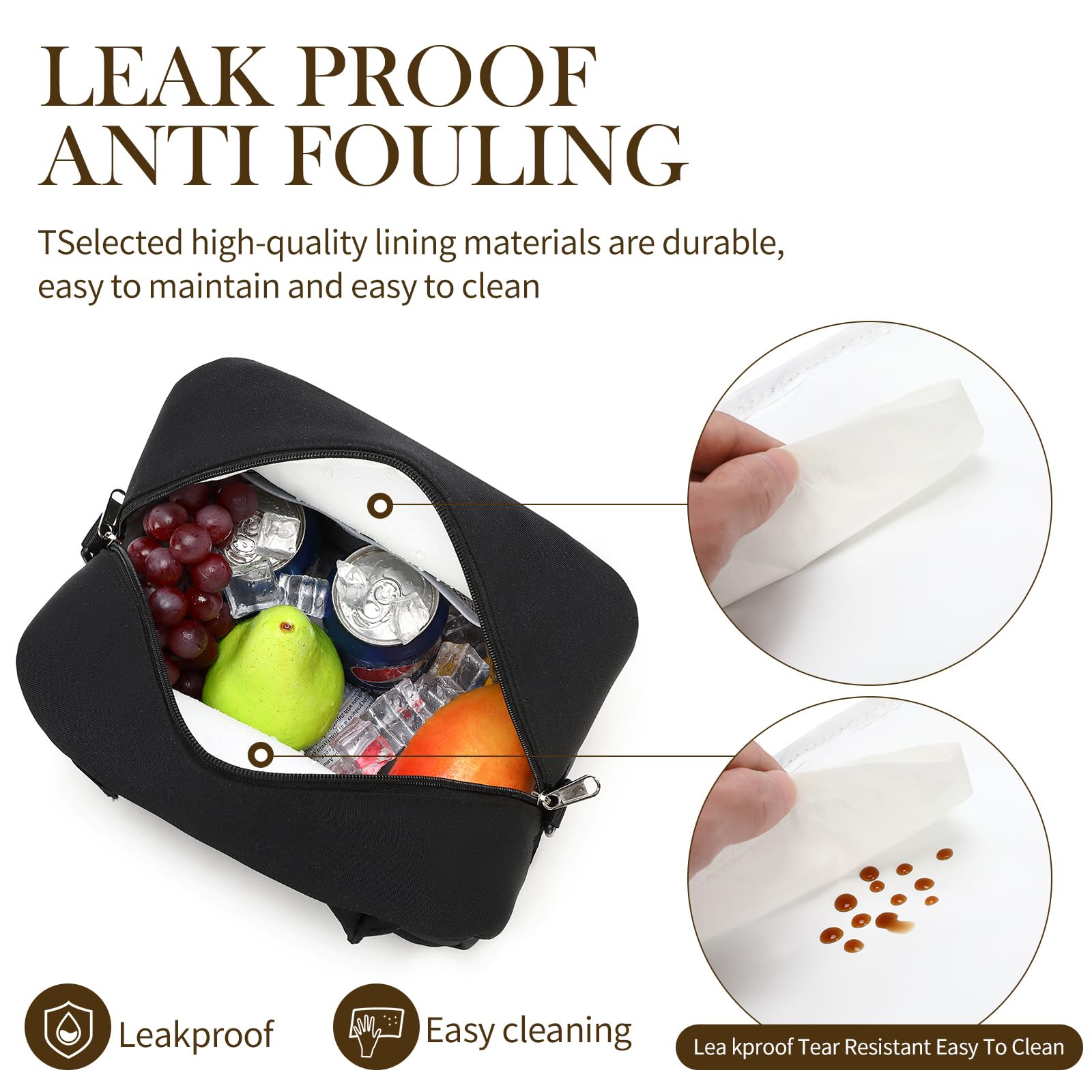 HOPROSE Insulated Leakproof Lunch Box for Women & Men - Large Capacity Reusable Cooler Lunch Bag for Work, Office, Picnic, Camping & Outdoor Activities (Black) #1801 | Perfect for Meal Prep, School Lunch & Travel