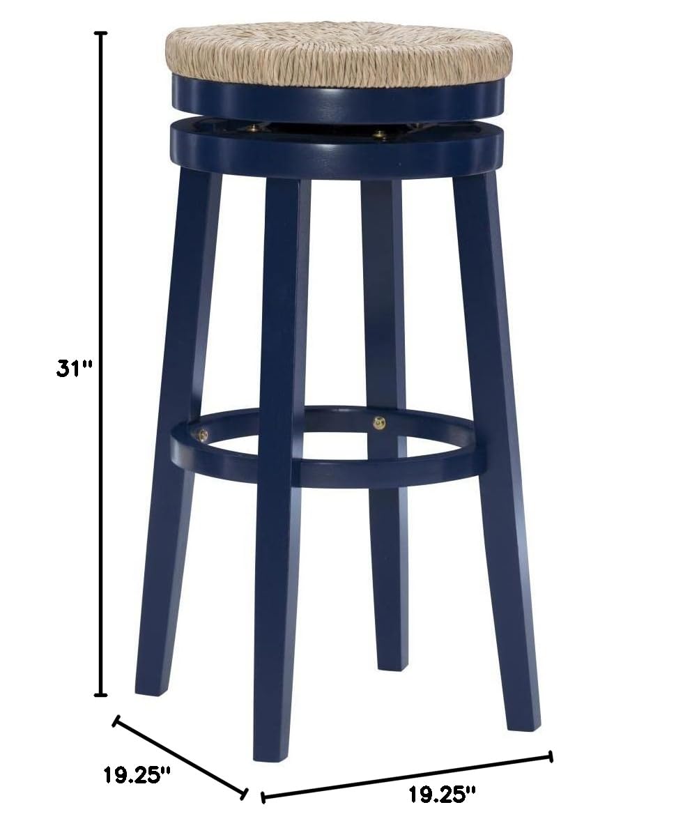 Powell Morgan Swivel Bar Stool - Navy Blue Upholstered Counter Height Stool for Kitchen Island, Bar & Dining Room - Modern Home Furniture