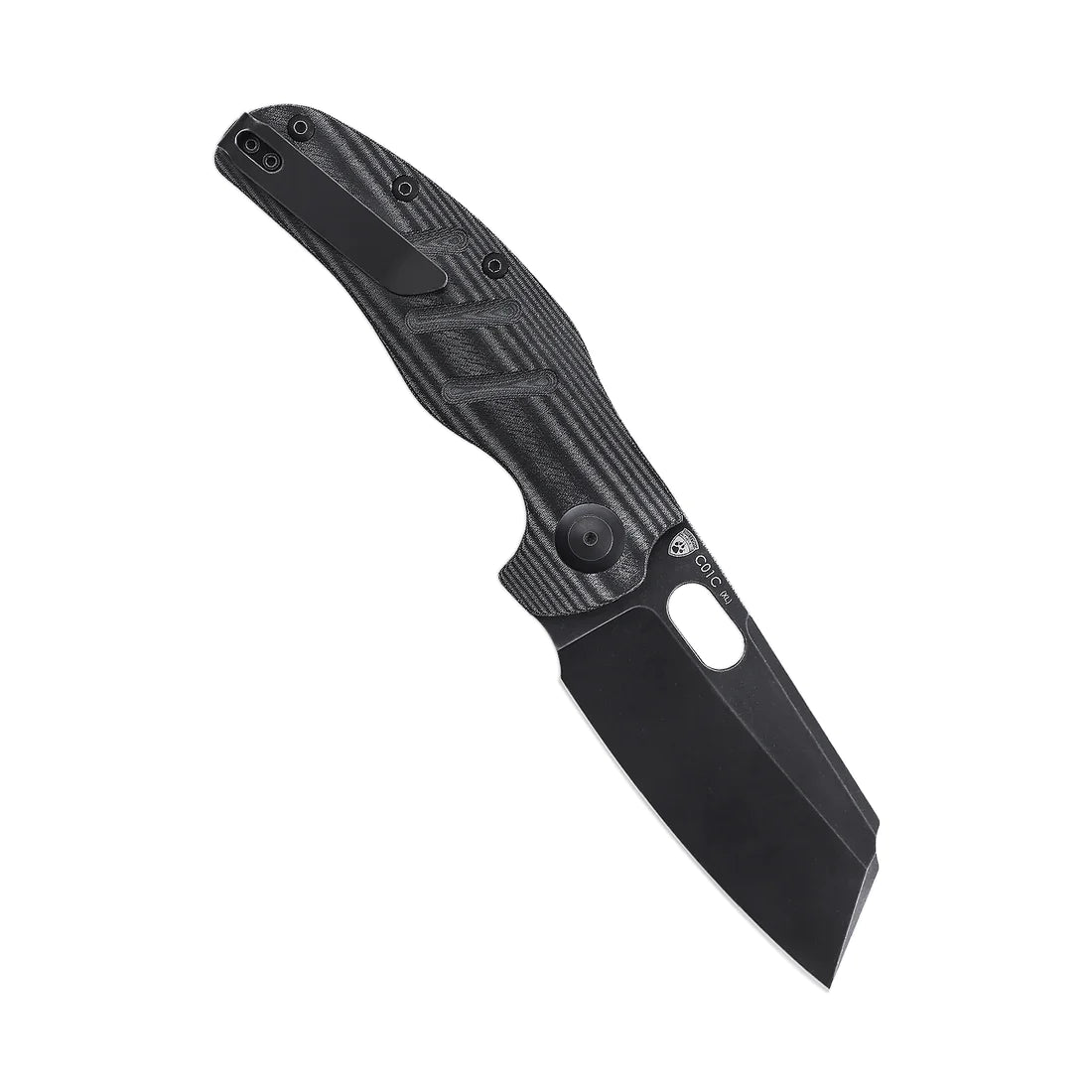 Kizer V5488C5 Sheepdog XL Folding Knife - 154CM Black Stonewash Blade, Black Micarta Handles - EDC, Camping, Hunting & Outdoor Survival Tool