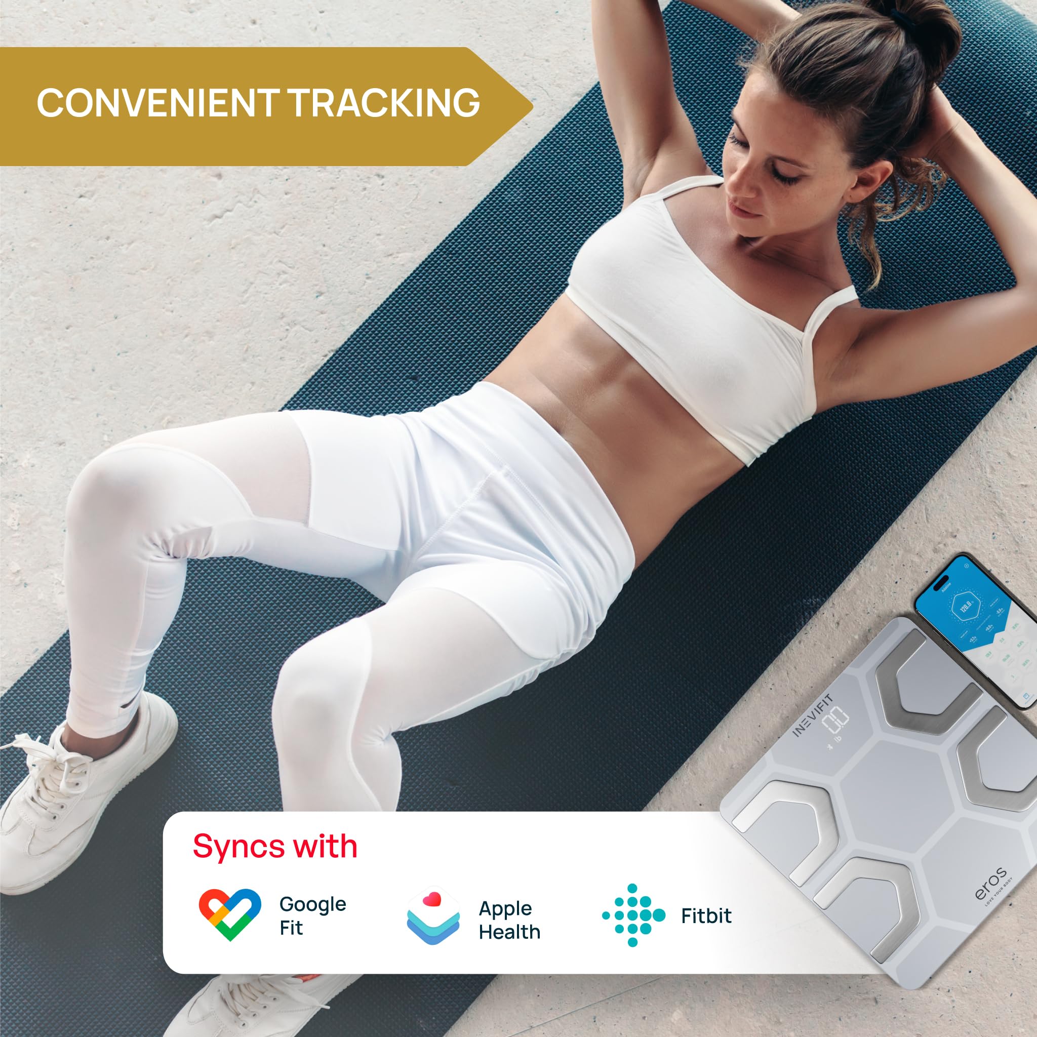 INEVIFIT EROS Bluetooth Smart Body Fat Scale & Digital Kitchen Scale - Fitness Bundle with Body Composition & Nutrition Tracking - Includes Batteries - Perfect for Home Gym & Healthy Cooking