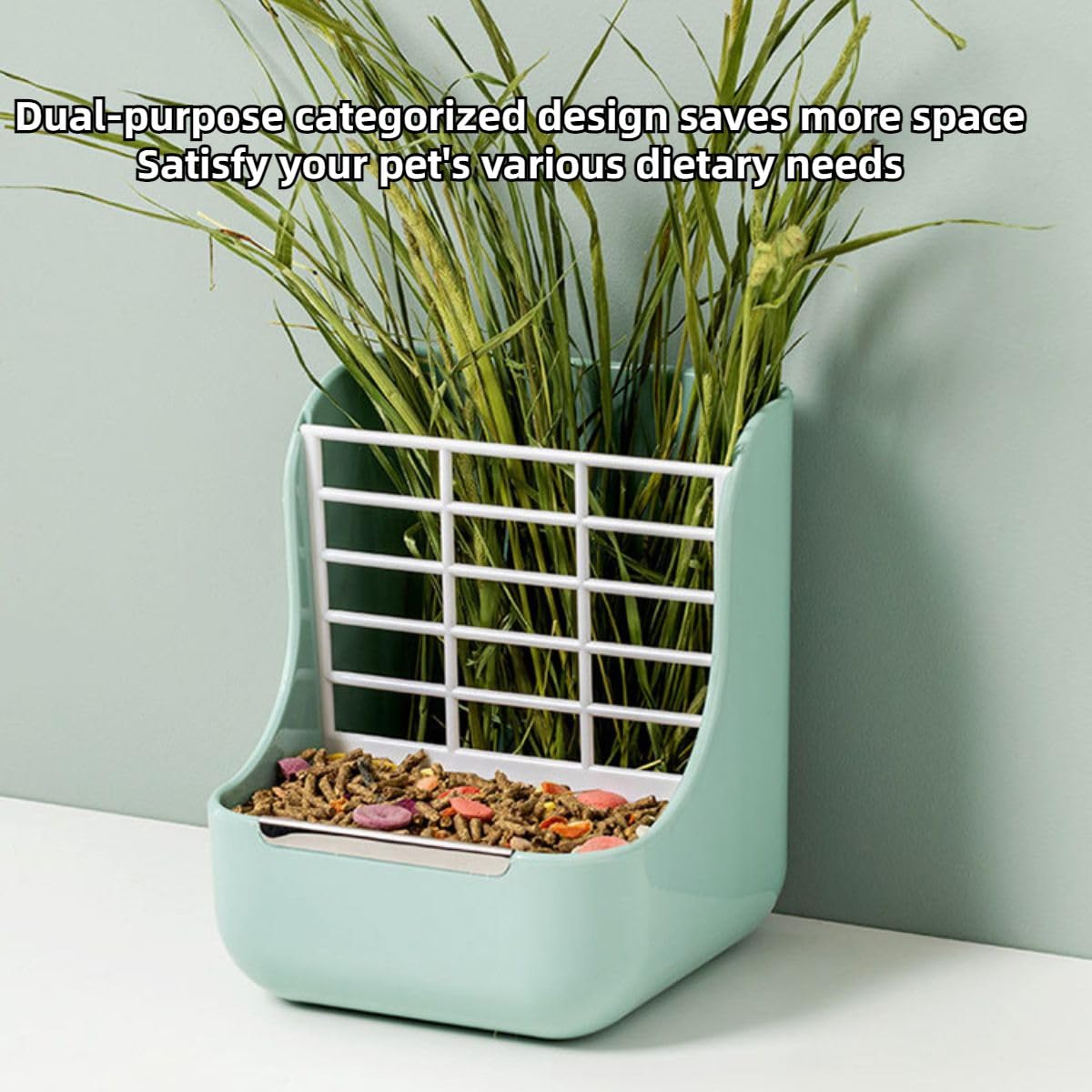 2 in 1 Guinea Pig & Rabbit Hay Feeder Bowl - Dual Purpose Food & Grass Dispenser for Small Pets (Pink) - Perfect for Indoor Cages, Playpens & Hutch Feeding Stations