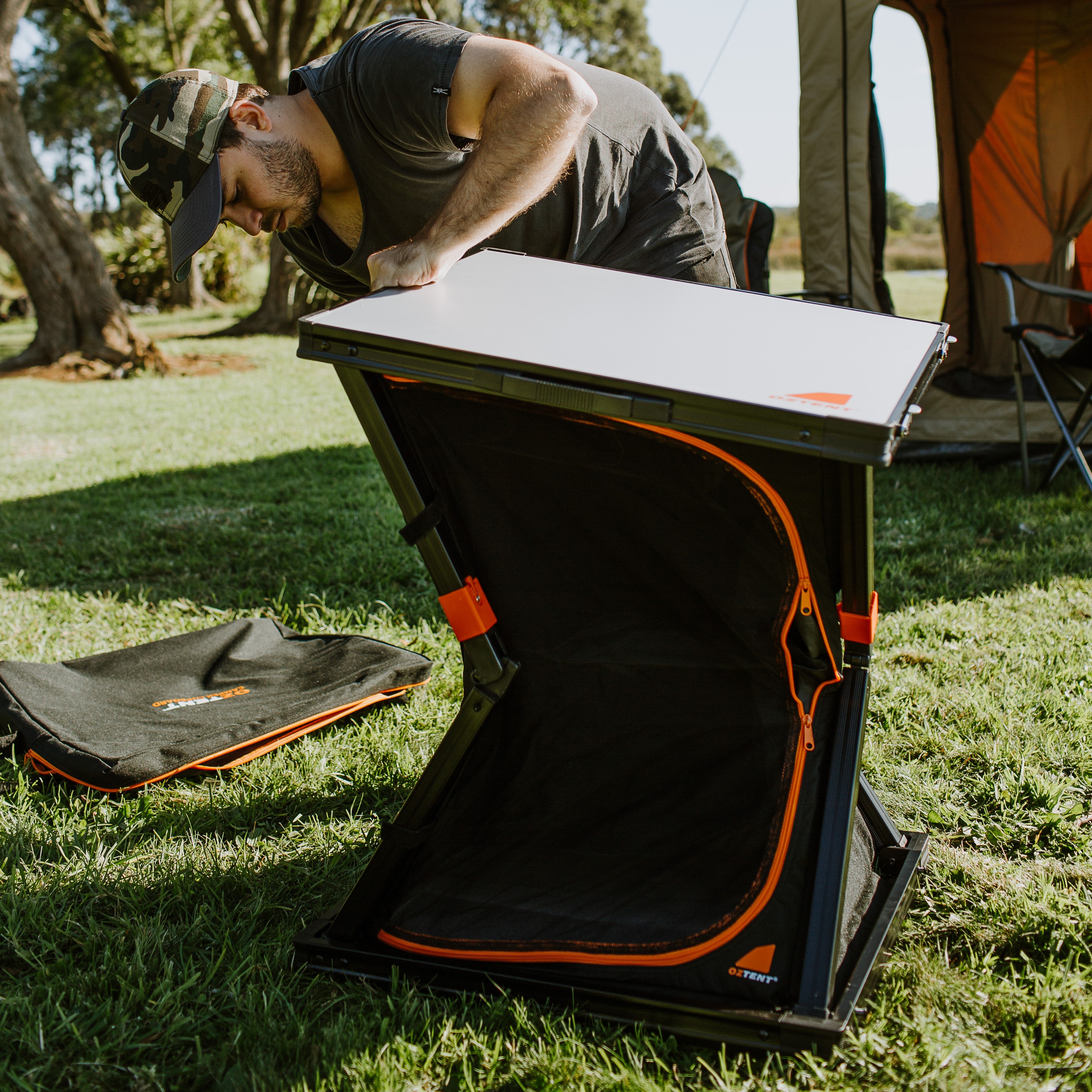 Oztent Single Camper Cupboard - Portable Camping Storage Organizer for Outdoor Adventures, Hiking & RV Travel