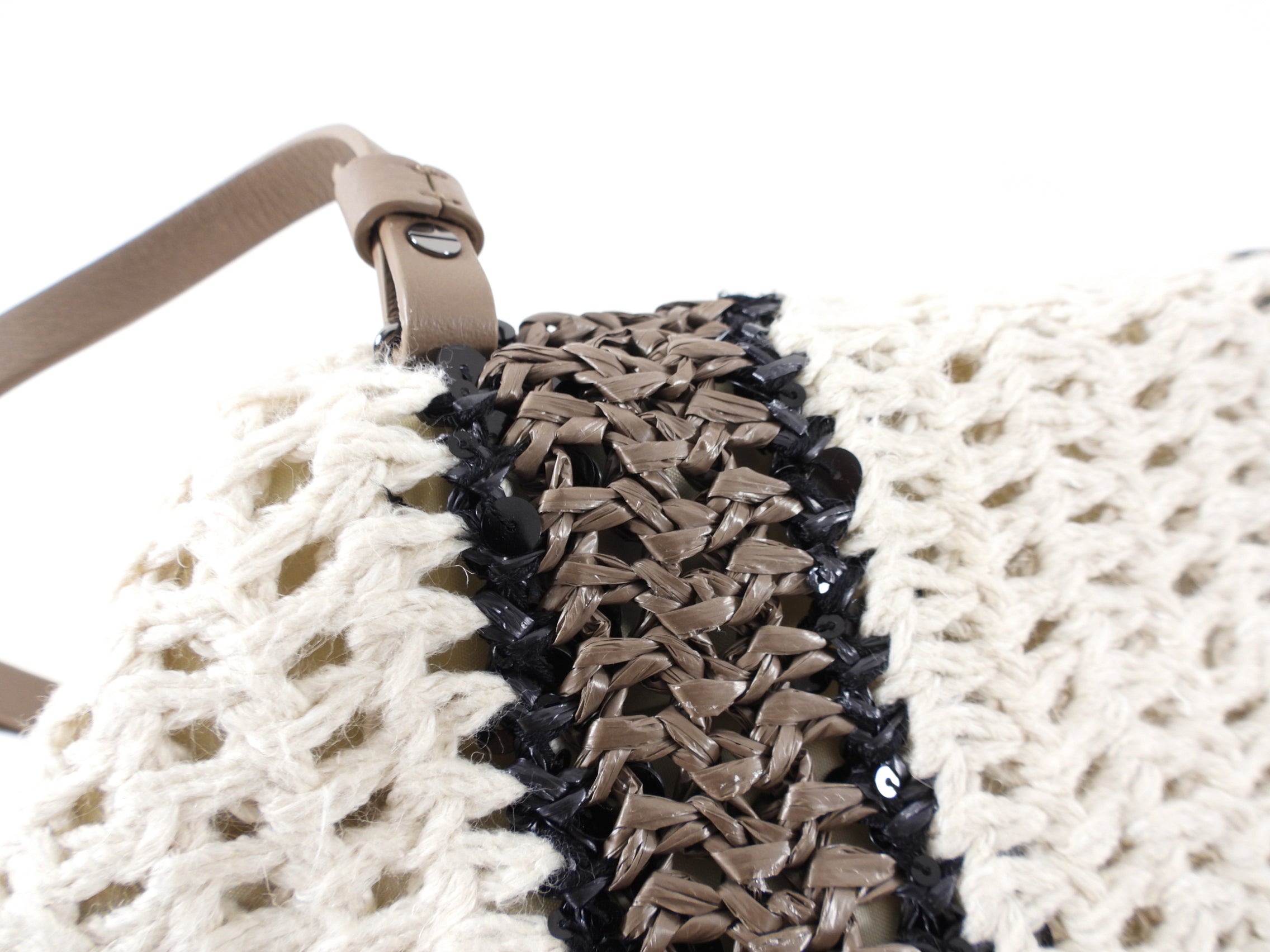 Brunello Cucinelli Woven Stripe Clutch Bag for Women - Luxury Designer Handbag with Leather Accents - Perfect for Evening Events, Parties & Special Occasions