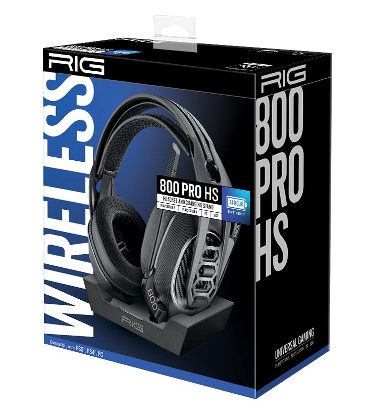 RIG 800 PRO HS Wireless Gaming Headset with Multi-Function Base Station - Compatible with PS4, PS5, PC | 24-Hour Battery Life | USB Connectivity (Xbox Not Supported) - Perfect for Competitive Gaming & Immersive Audio Experience