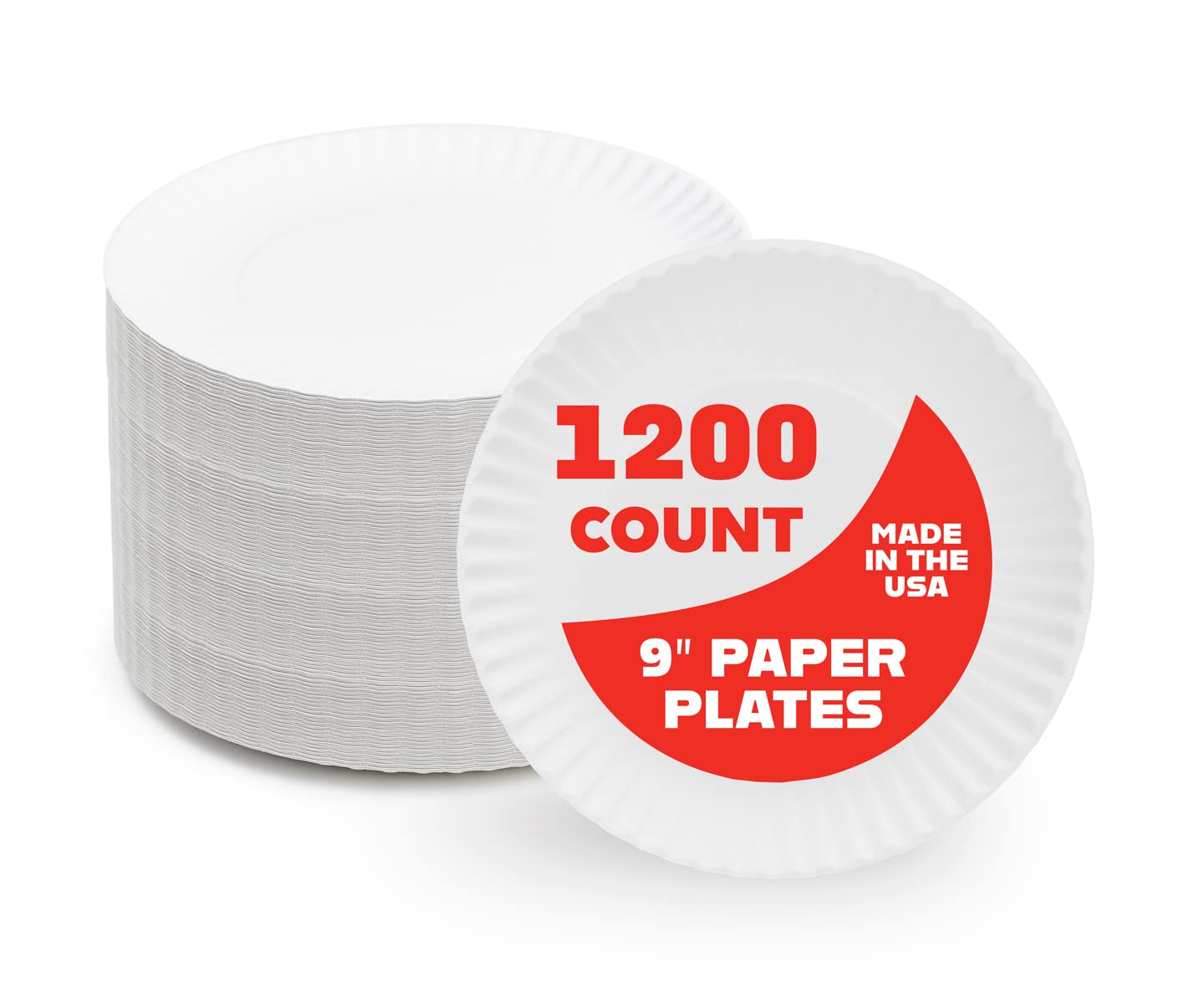 Hygloss Products 9-Inch White Uncoated Paper Plates - Eco-Friendly, Recyclable & Disposable Bulk Pack of 1200 - Perfect for Parties, Picnics, School Events, Arts & Crafts Projects