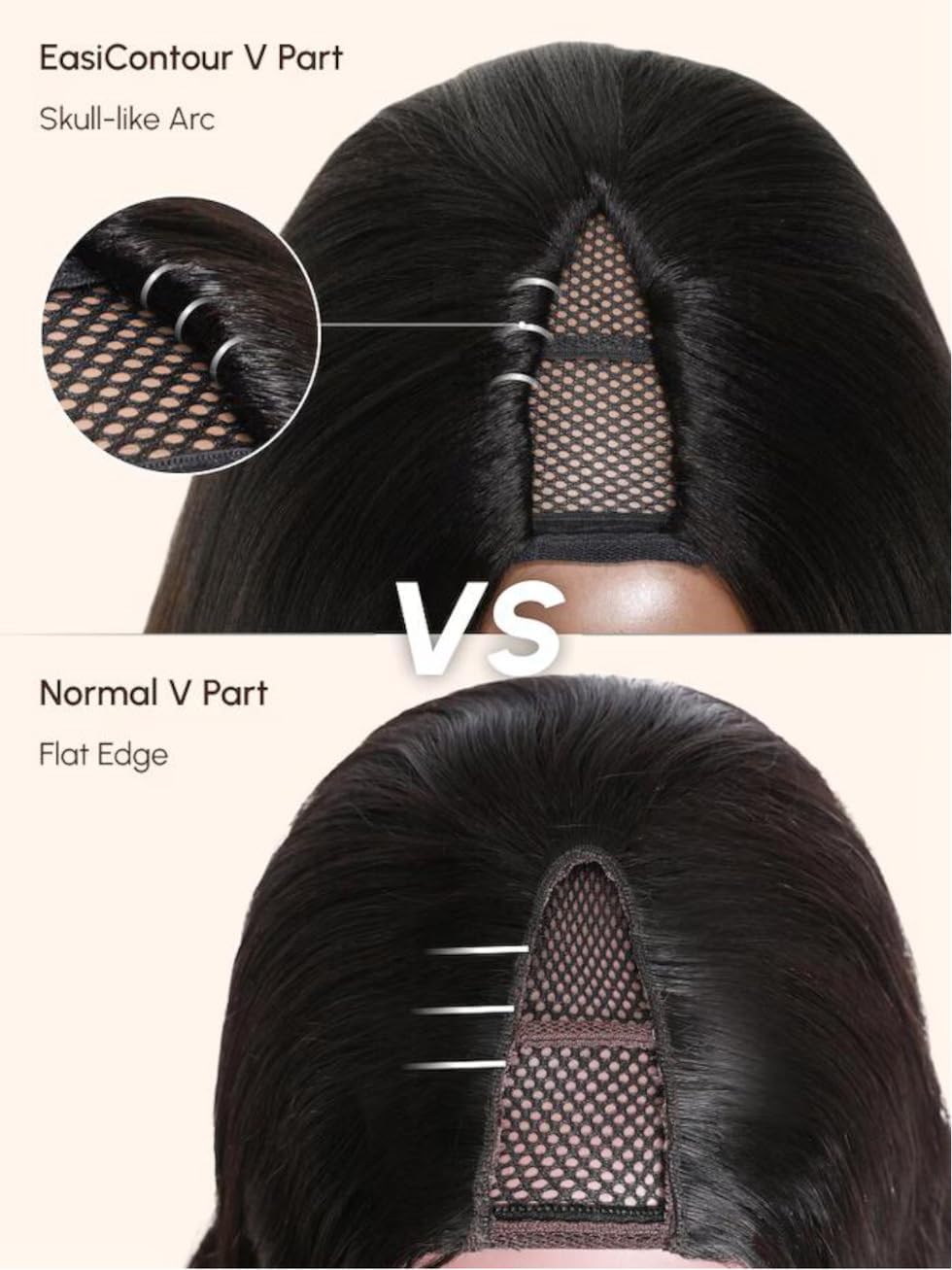UNICE EasiContour Yaki Straight V Part Human Hair Wigs - 16 Inch 180% Density Glueless Clip-in with Drawstring, Black to Chestnut Brown Ombre | Perfect for Daily Wear, Cosplay & Special Occasions