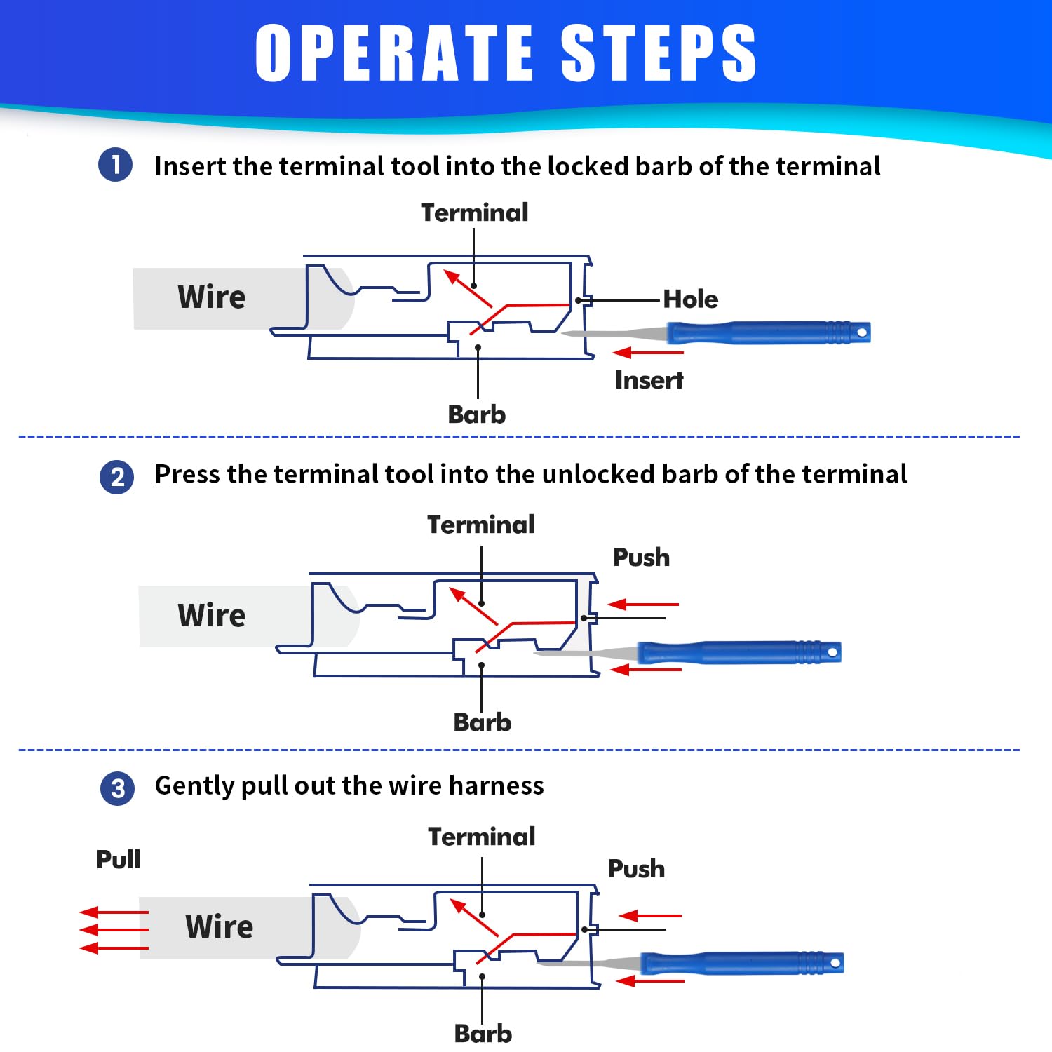 21Pcs Blue Electrical Pin Removal Tool Kit - Upgraded Terminal Release Tool Set for Automotive, Household Devices & Wiring Connectors | Perfect for Car Repairs, DIY Projects & Electrical Maintenance