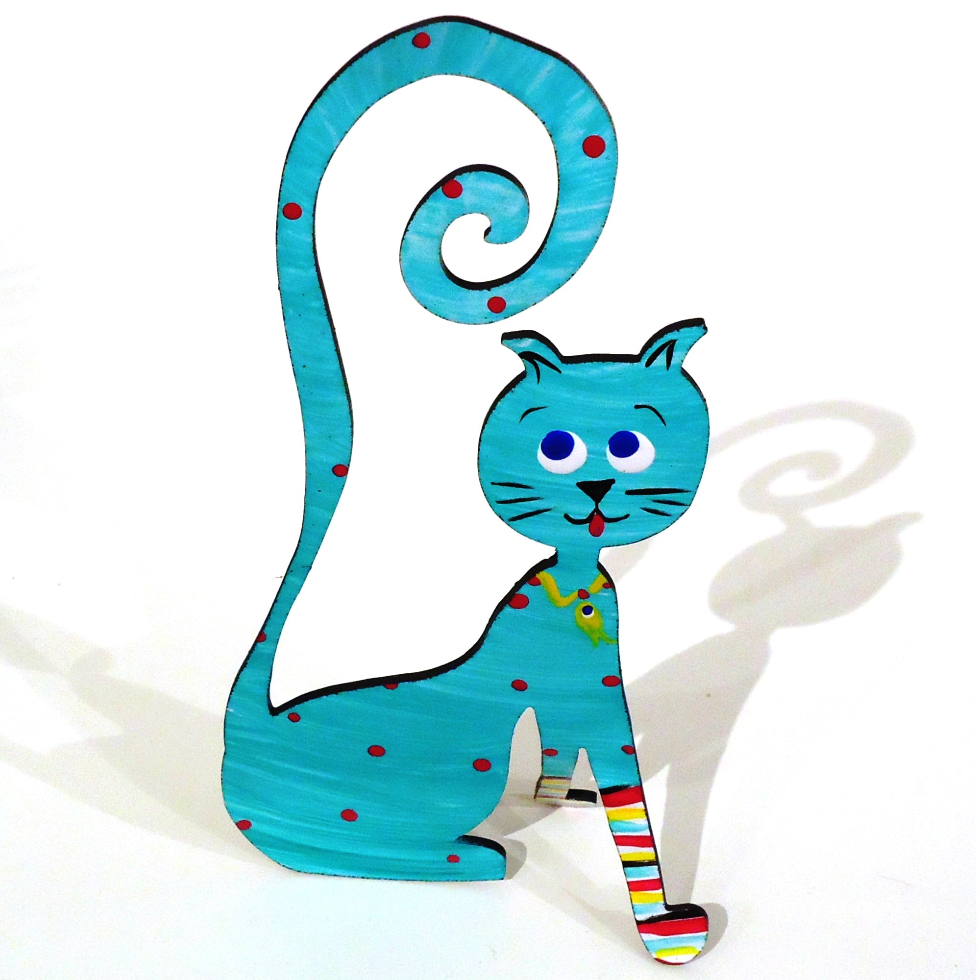 Aquamarine Green Cat Photo Holder - Cute Sitting Cat Picture Frame for Desk Decor, Home Office, and Gift Giving