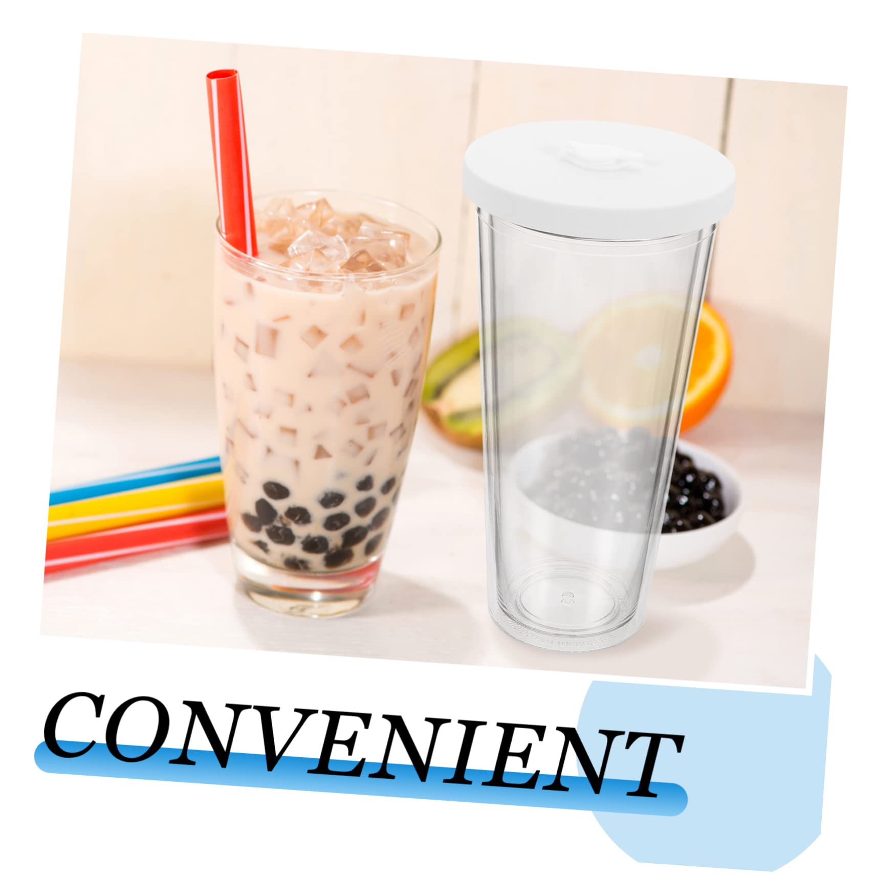 4 Sets Glass Sippy Cups with Straw & Black Lid - Reusable Milk Tea Tumblers, Travel Drinking Glasses for Cold Beverages, Iced Coffee & Smoothies - Perfect for Office, Home & Outdoor Activities (Color: White)