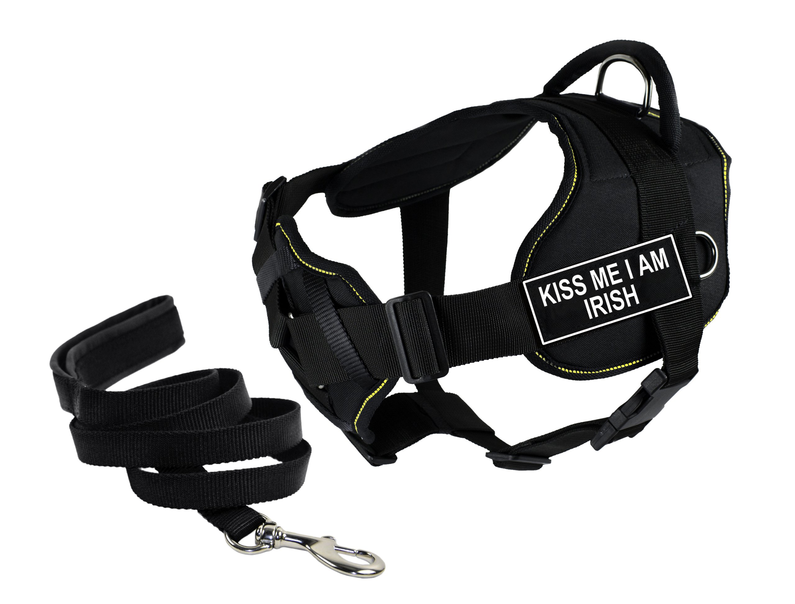 Dean & Tyler DT Fun Chest Support 'KISS ME I AM IRISH' Dog Harness - Large Size with 6ft Padded Leash for Walking, Training & St. Patrick's Day Outfits