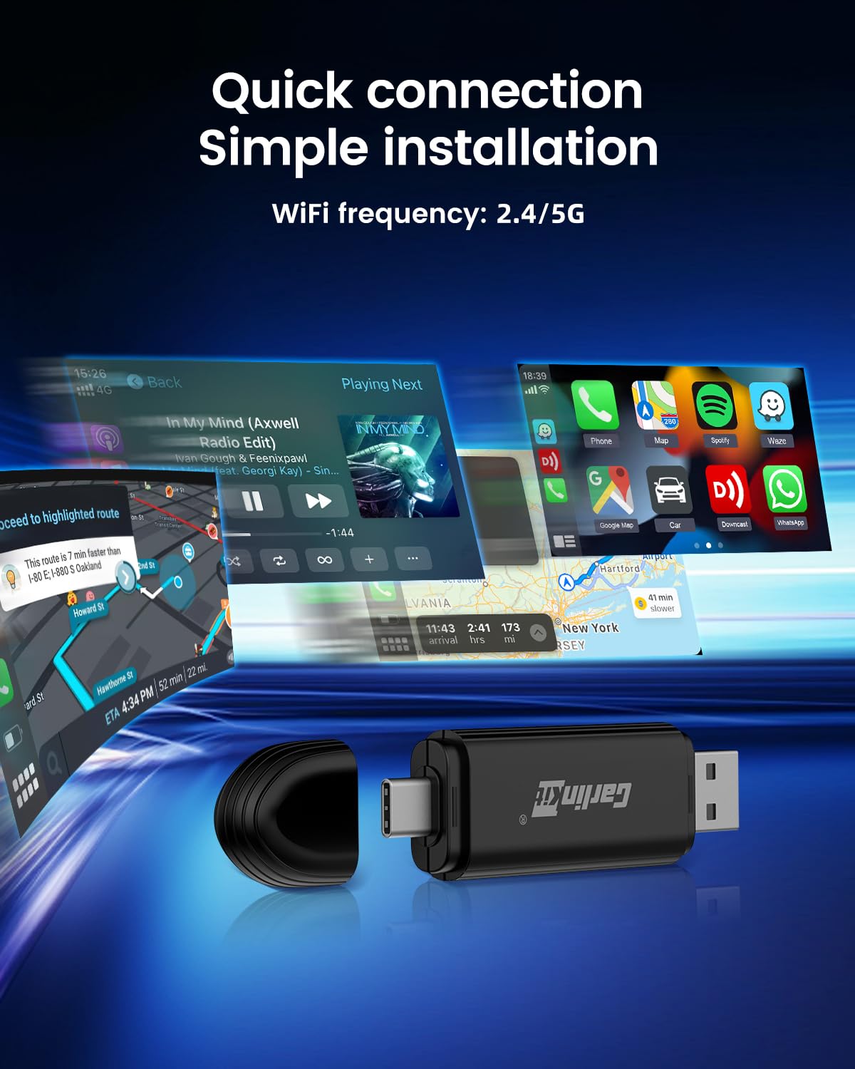 CarlinKit Mini SE Wireless CarPlay Adapter - Convert OEM Wired CarPlay to Wireless for iPhone iOS 10 & Above | Fast Connection, Zero Latency | Perfect for Commuting, Road Trips & Daily Driving