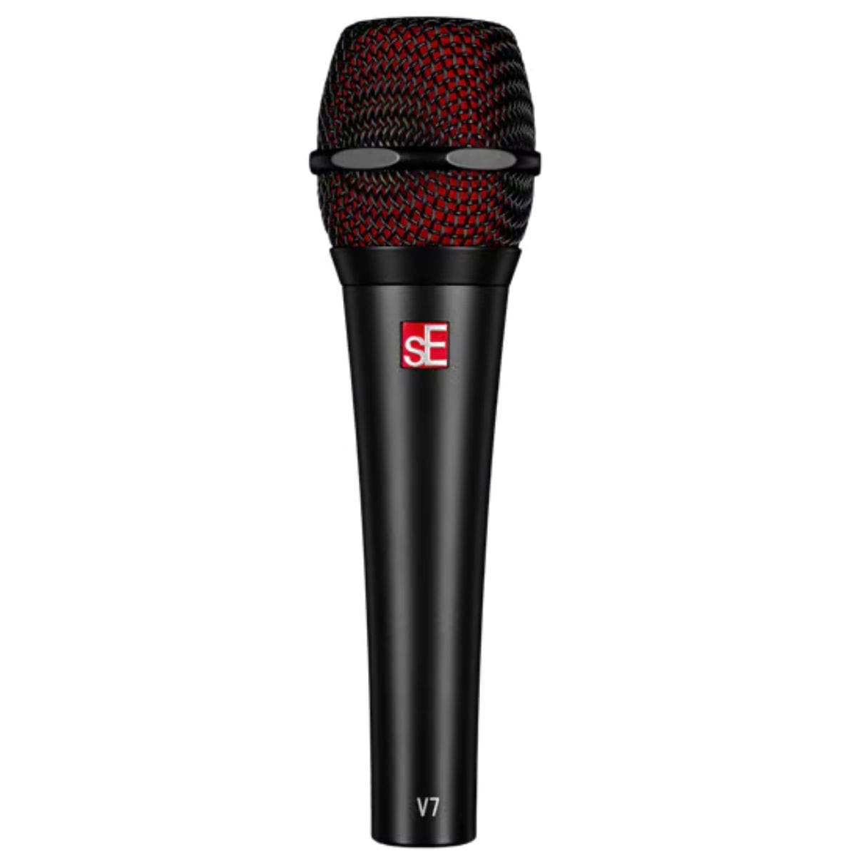 SE Electronics V7 Black Studio Grade Handheld Supercardioid Microphone with Shock Mount - Professional Recording Mic for Podcasting, Live Performances & Studio Vocals (Black)