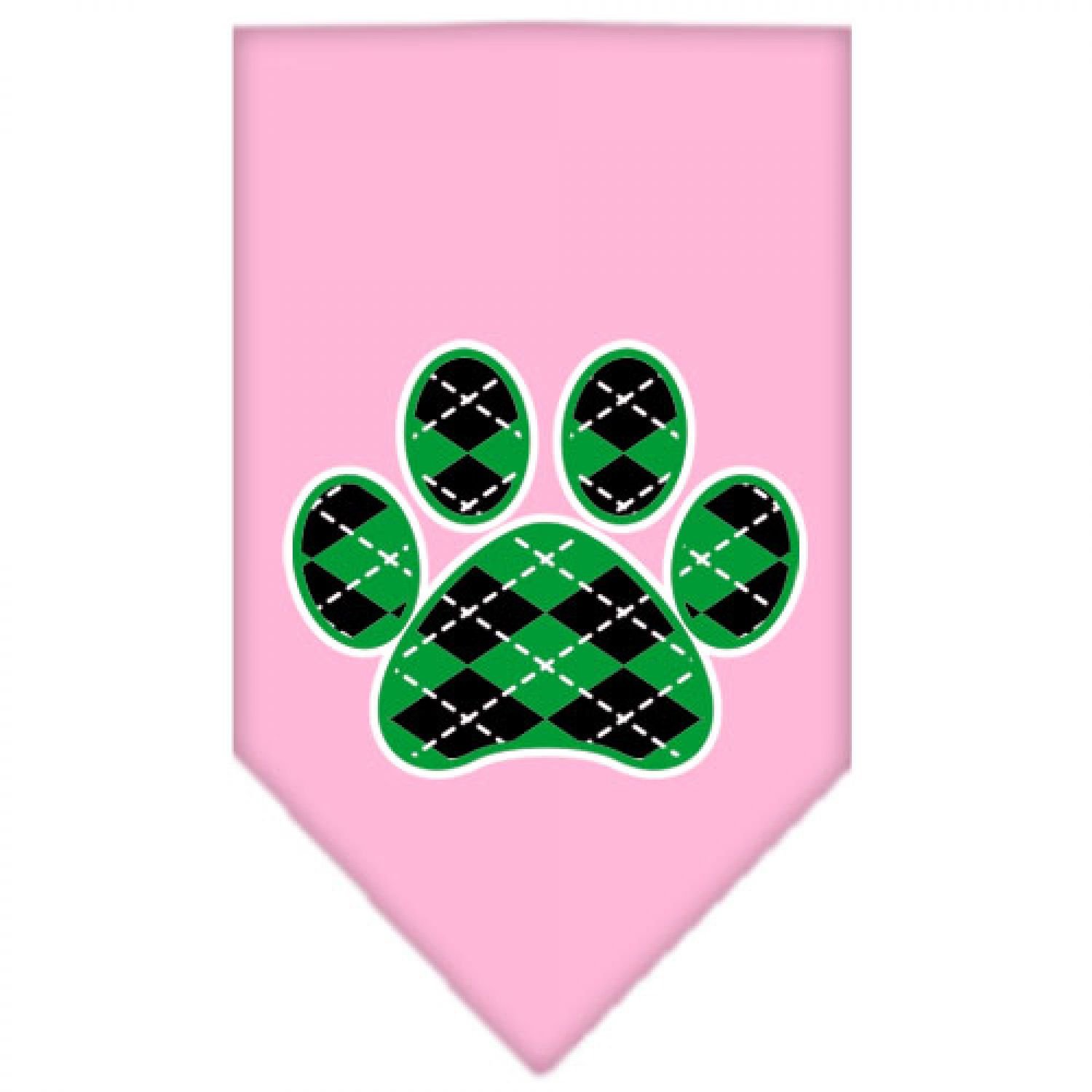 Green Argyle Paw Print Dog Bandana - Light Pink Small Pet Bandana for Dogs & Cats - Perfect for Pet Parties, Photo Shoots & Daily Walks