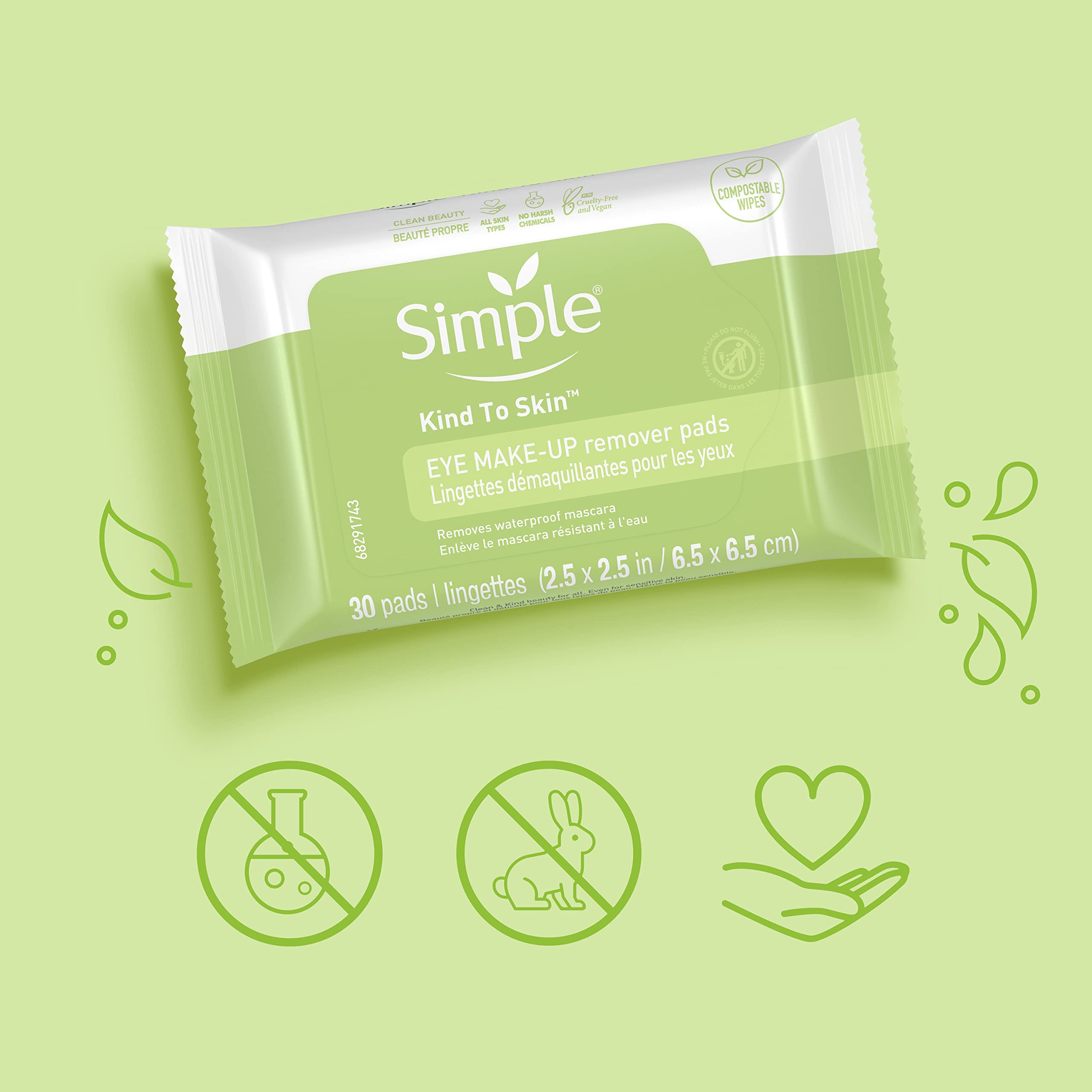 Gentle Eye Makeup Remover Pads - 30 Count Soft Cotton Rounds for Sensitive Skin | Perfect for Travel, Daily Use & Quick Makeup Removal