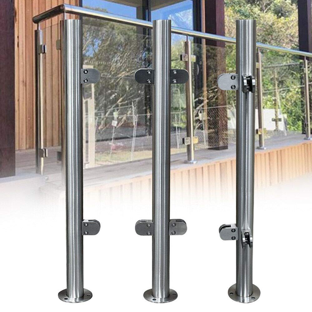 Stainless Steel Railing Post - 43 Inch Balustrade Handrail for Fence, Balcony & Garden | Durable Mid Post for Outdoor Glazing & Safety Barrier | Perfect for Home, Deck & Staircase Protection