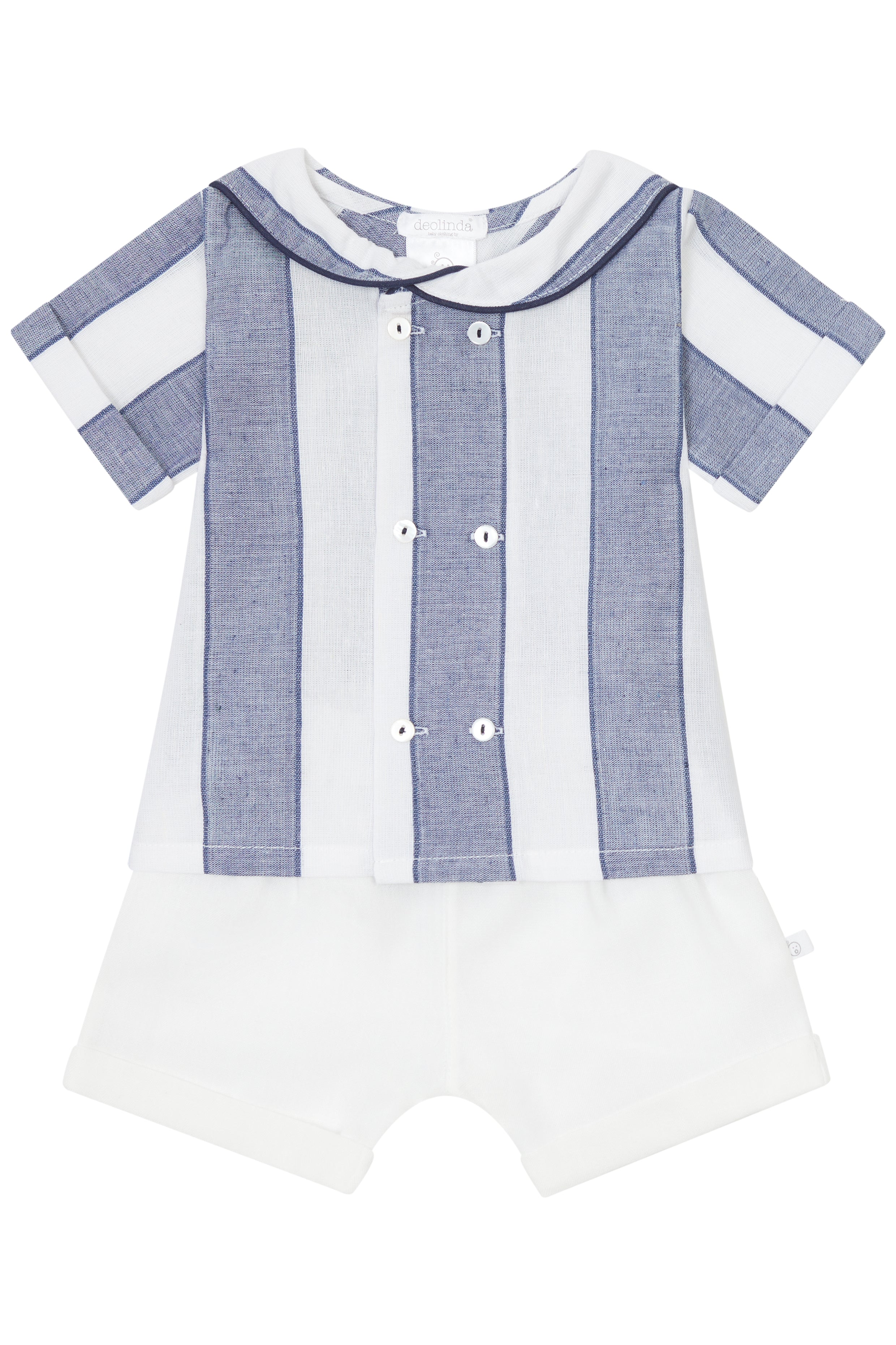 Ezra Navy Striped Shirt & Shorts Set for Men - Casual Summer Outfit | Beachwear, Vacation, Weekend Outing