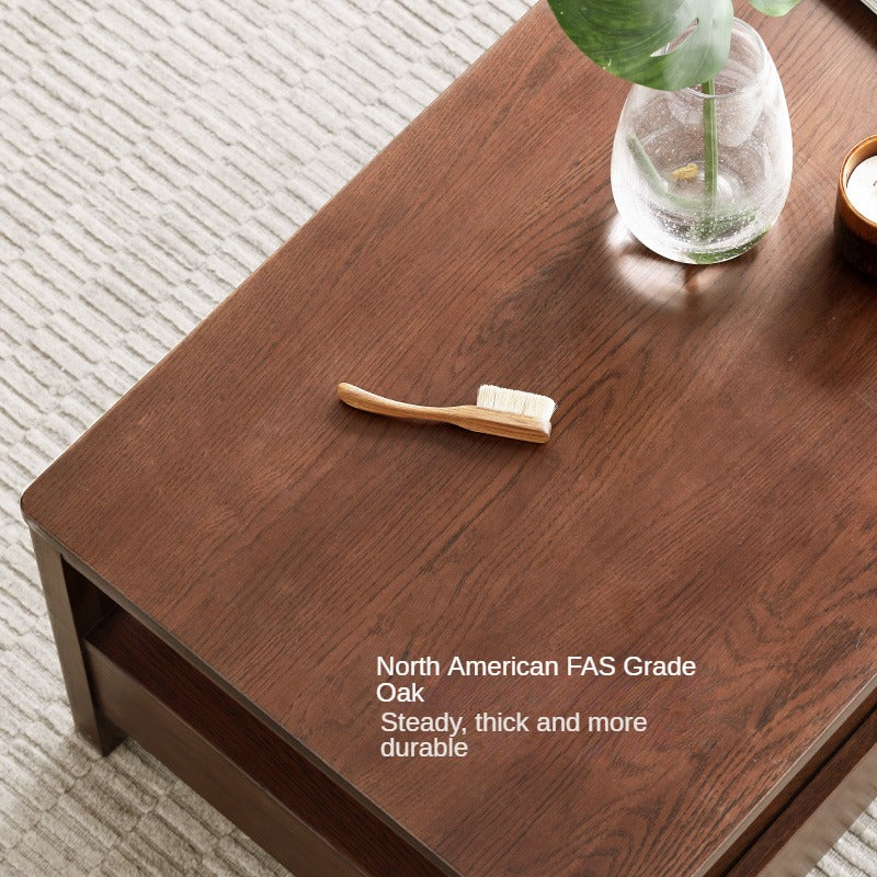 Solid Oak Wood Modern Minimalist Coffee Table - Scandinavian Style Living Room Furniture for Home Decor
