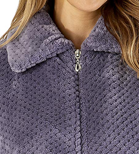 Slenderella Women's Soft Waffle Fleece Zip-Up Bathrobe - Cozy Long Sleeve Dressing Gown for Spa, Lounge & Home Relaxation